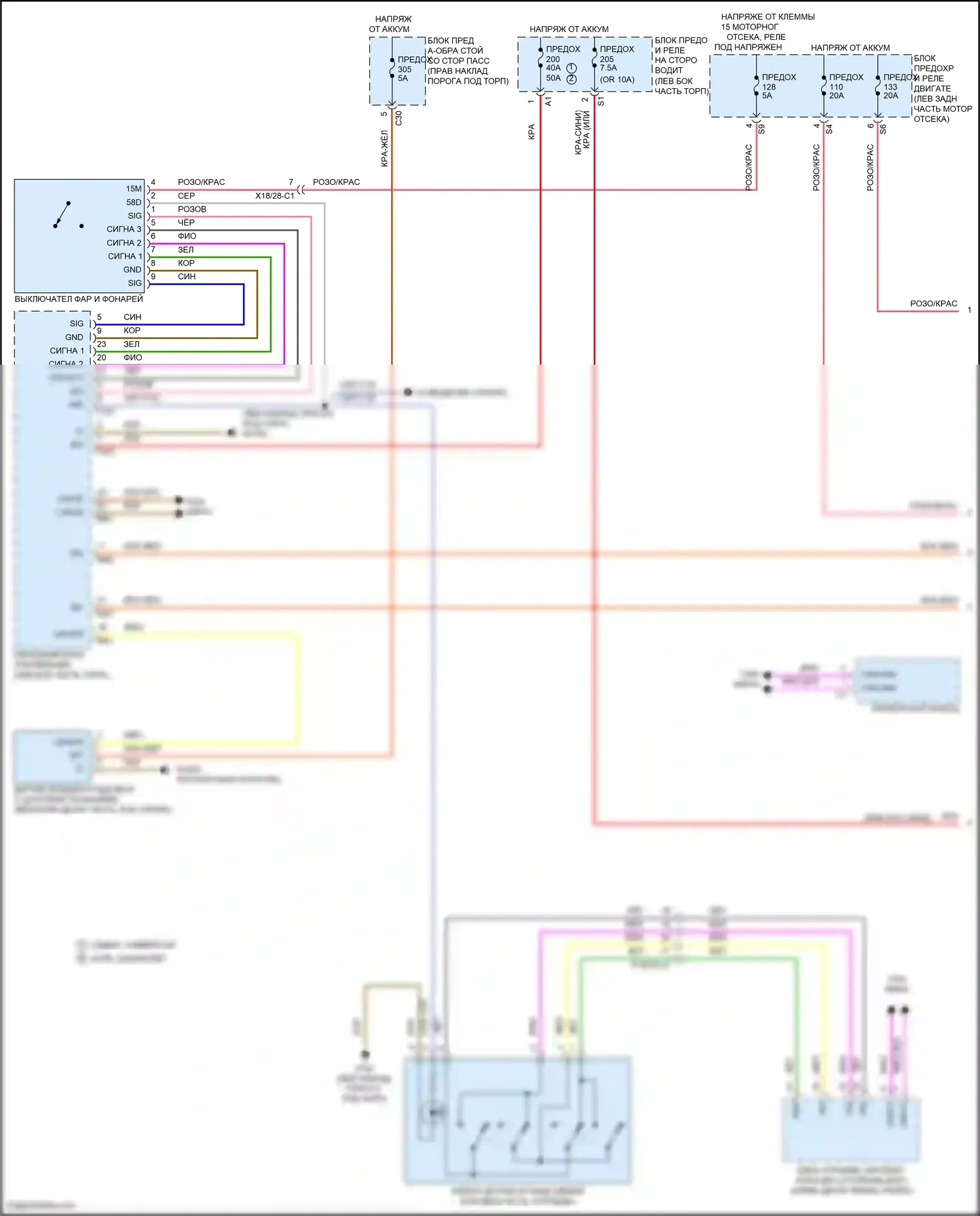 E-класс Mercedes-Benz W213/S213/C238/A238 (2016-2021): Электросхема фар, со статическими светодиодными фарами (1 из 2) 