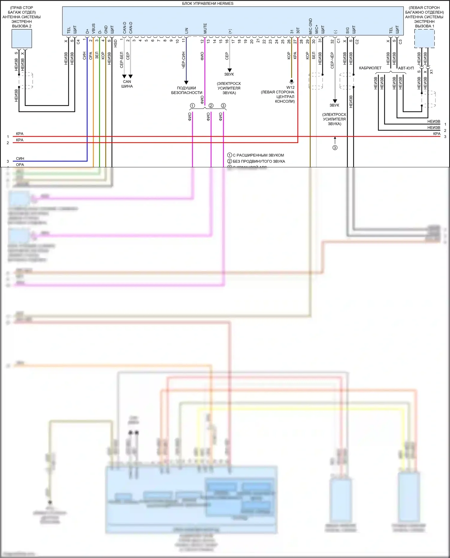 E-класс Mercedes-Benz W213/S213/C238/A238 (2016-2021): Электросхема управления магнитолы comand, кабриолет (4 из 6) 