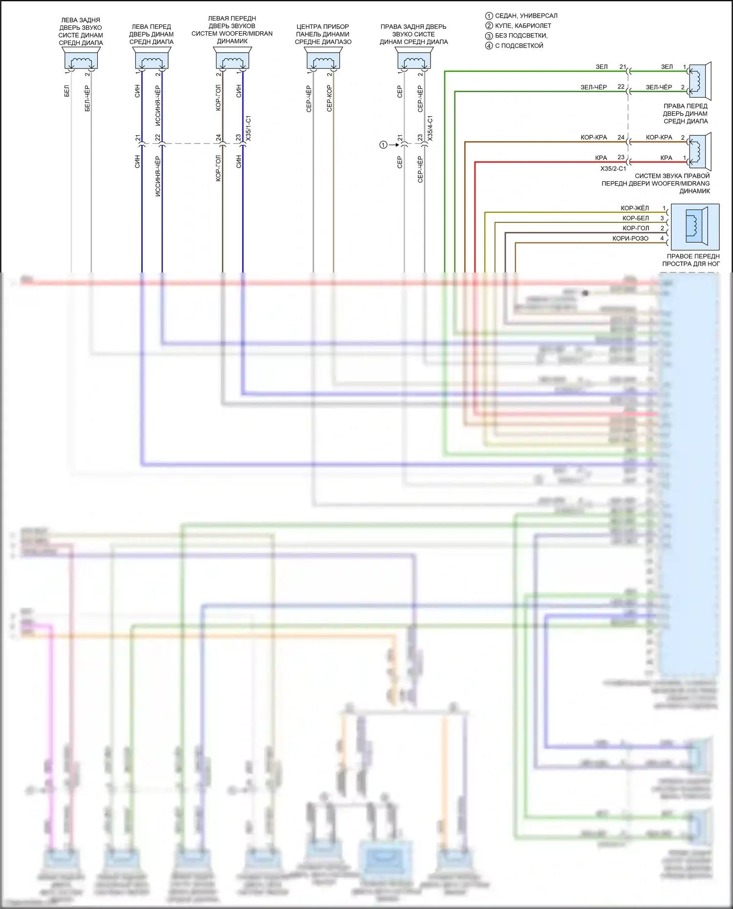 E-класс Mercedes-Benz W213/S213/C238/A238 (2016-2021): Электросхема усилителя звука, с усовершенствованной звуковой системой (2 из 2) 