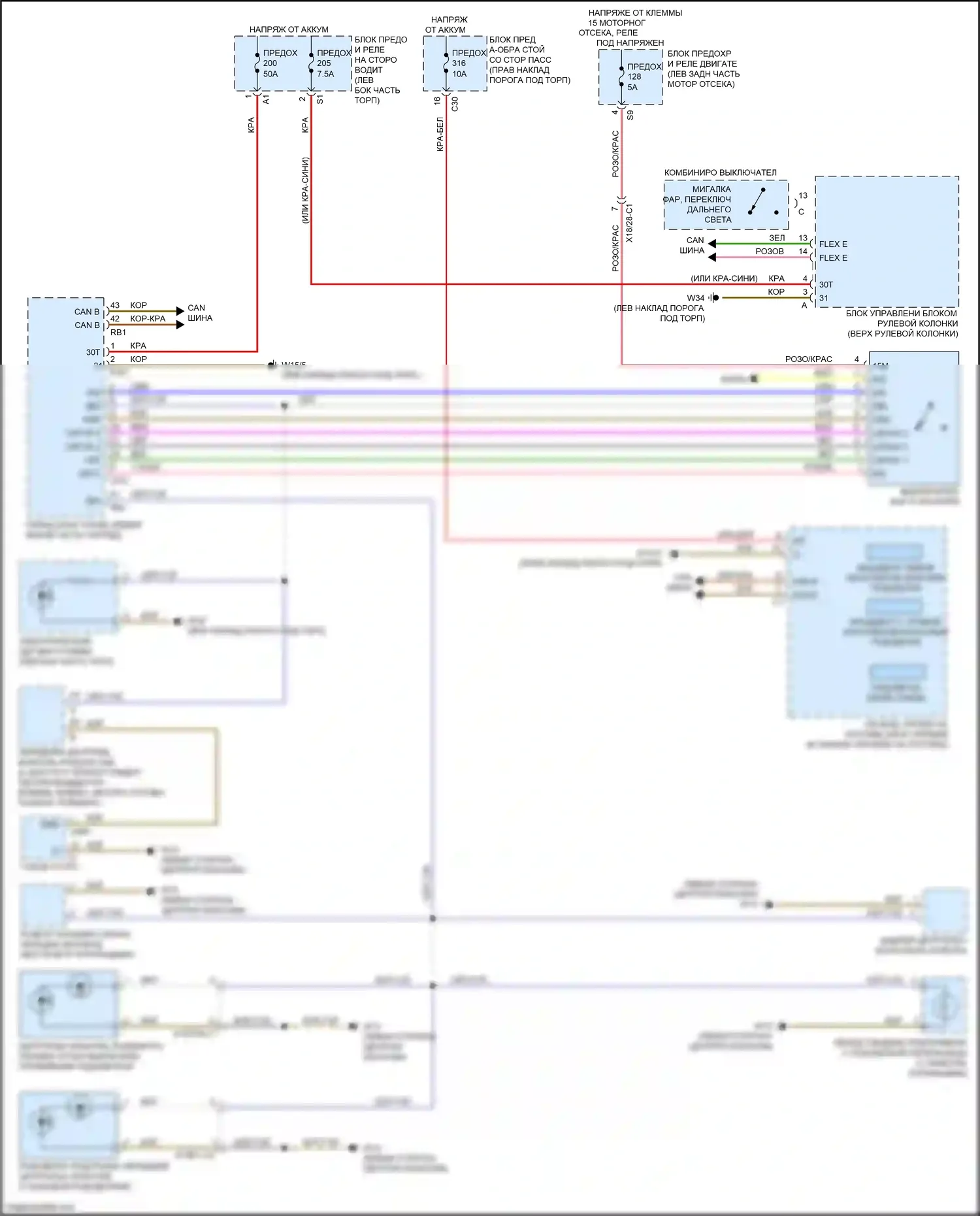 E-класс Mercedes-Benz W213/S213/C238/A238 (2016-2021): Электросхема подсветки приборной панели, вагон (1 из 2) 