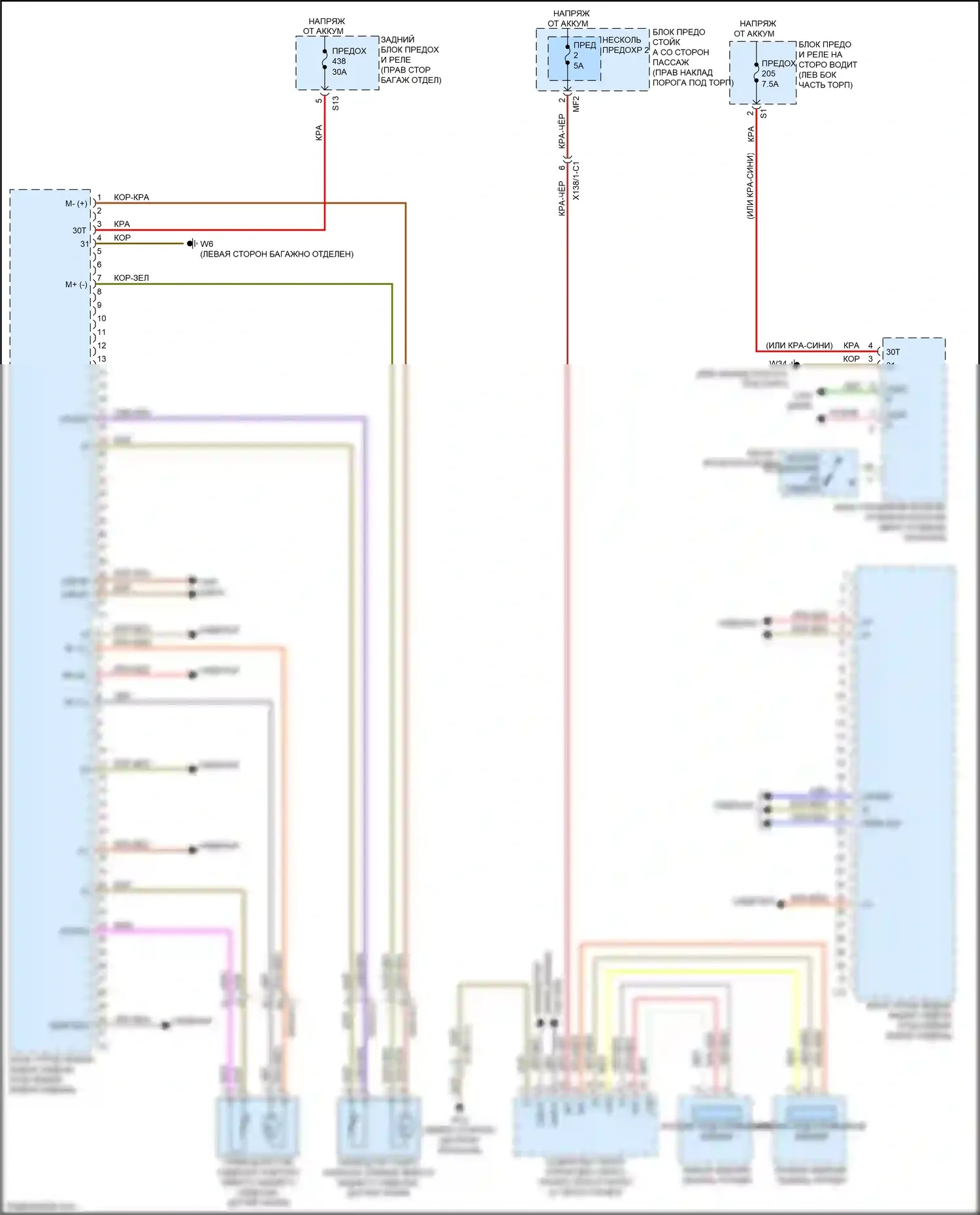 E-класс Mercedes-Benz W213/S213/C238/A238 (2016-2021): Электросхема памяти заднего сиденья (1 из 2) 