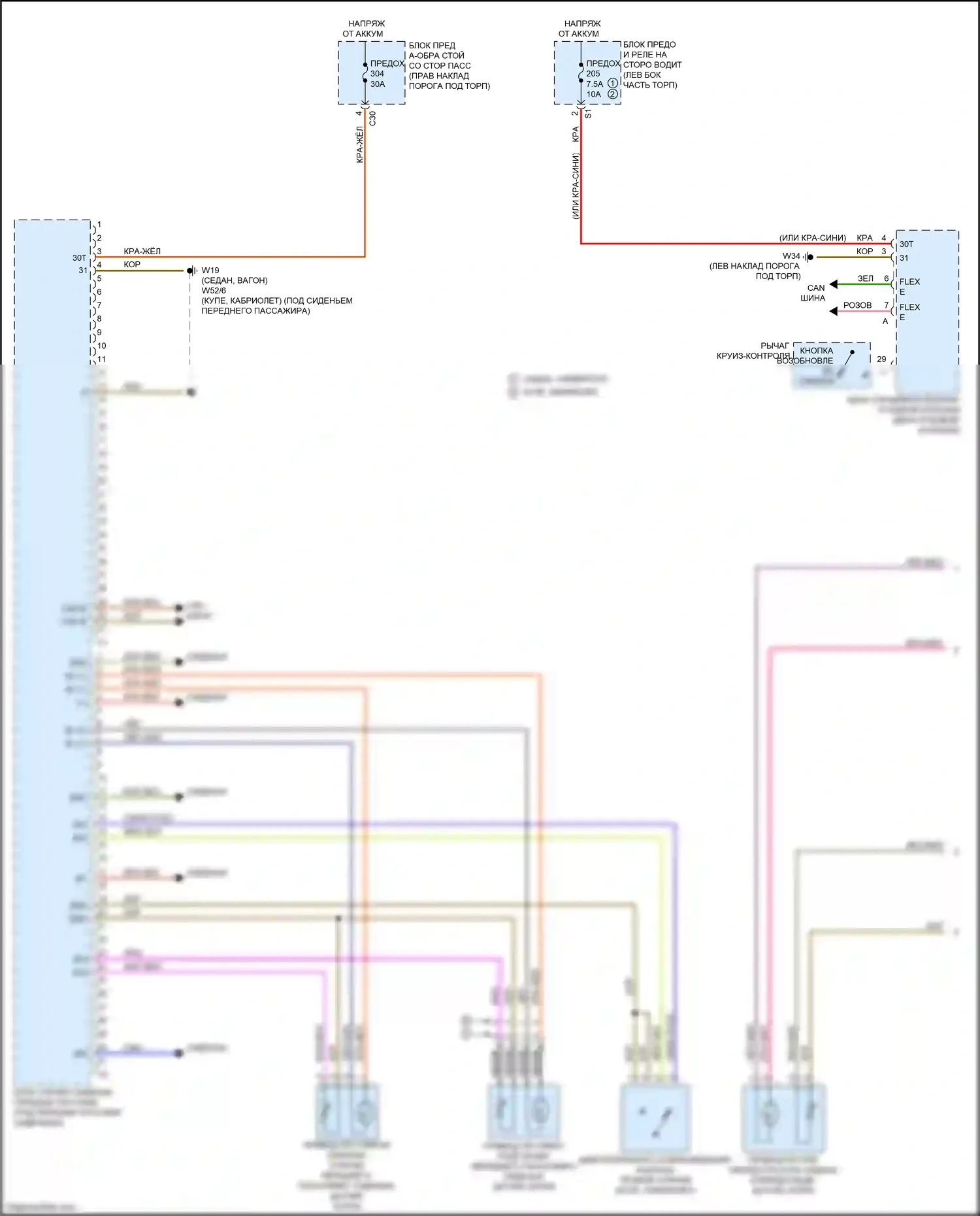 E-класс Mercedes-Benz W213/S213/C238/A238 (2016-2021): Электросхема сиденья памяти пассажира (1 из 2) 