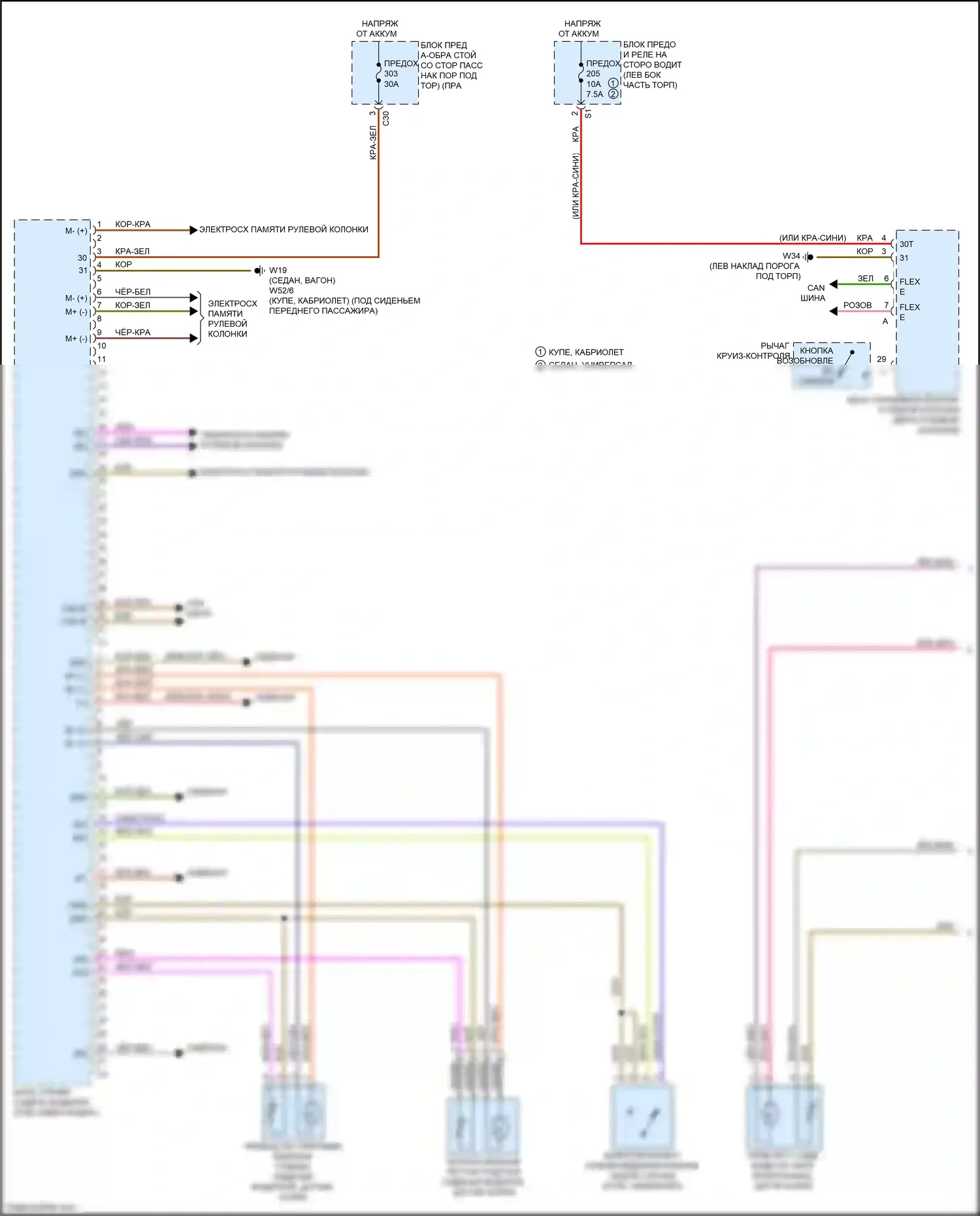E-класс Mercedes-Benz W213/S213/C238/A238 (2016-2021): Электросхема сиденья памяти водителя (1 из 2) 