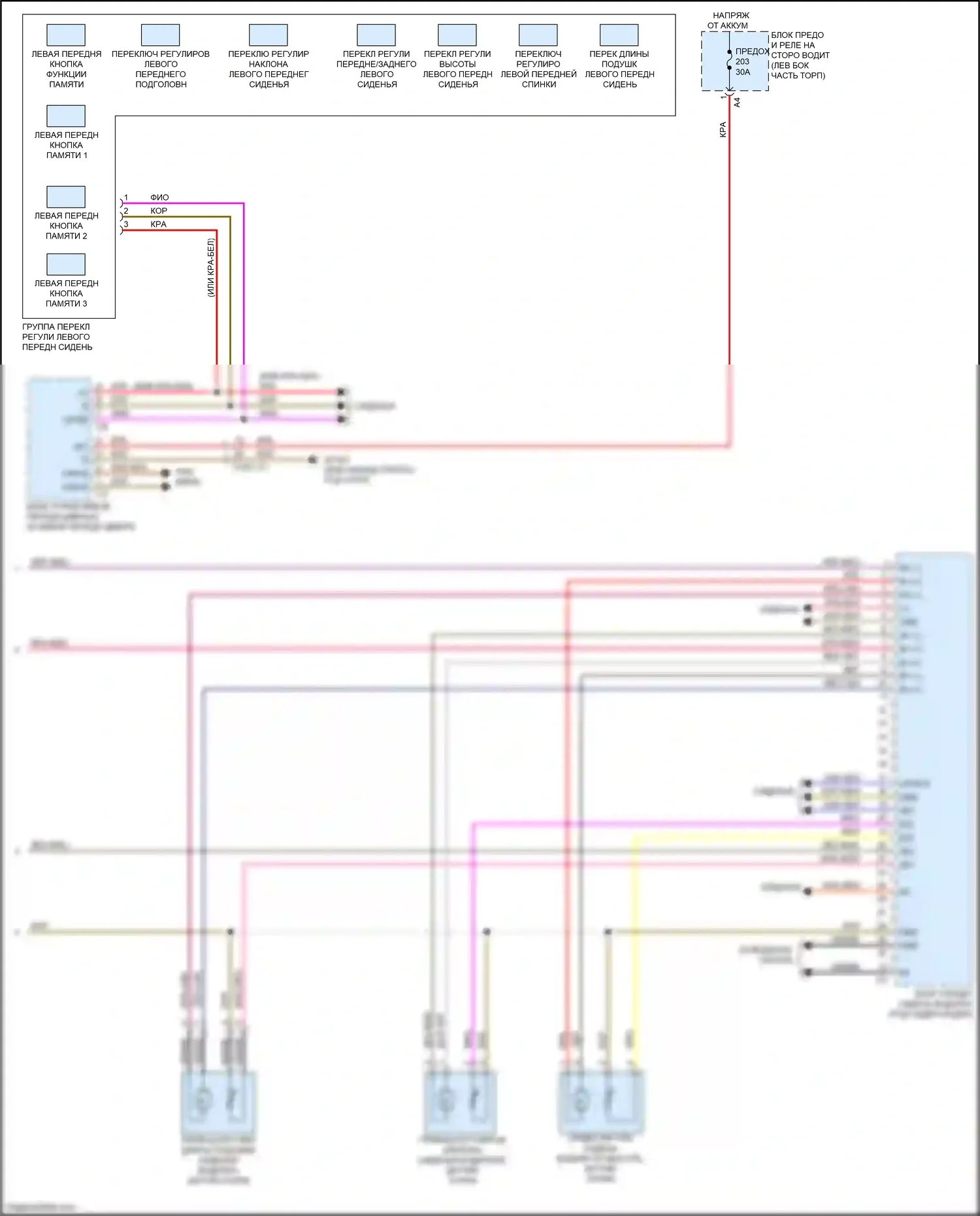 E-класс Mercedes-Benz W213/S213/C238/A238 (2016-2021): Электросхема сиденья памяти водителя (2 из 2) 