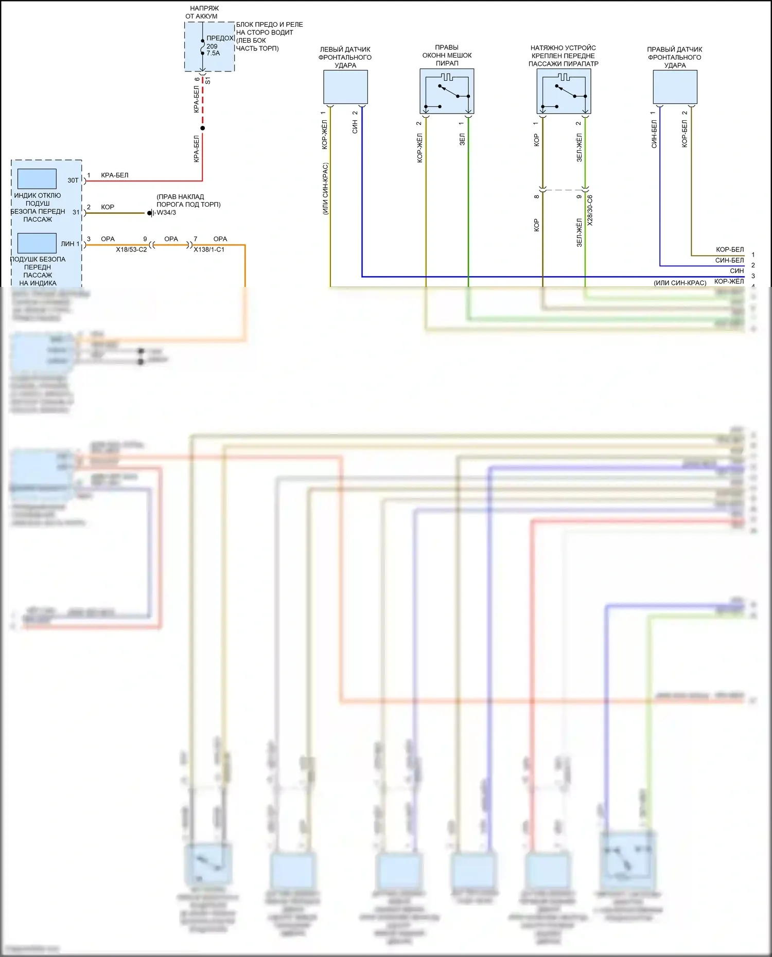 E-класс Mercedes-Benz W213/S213/C238/A238 (2016-2021): Электросхема подушек безопасности (4 из 5) 