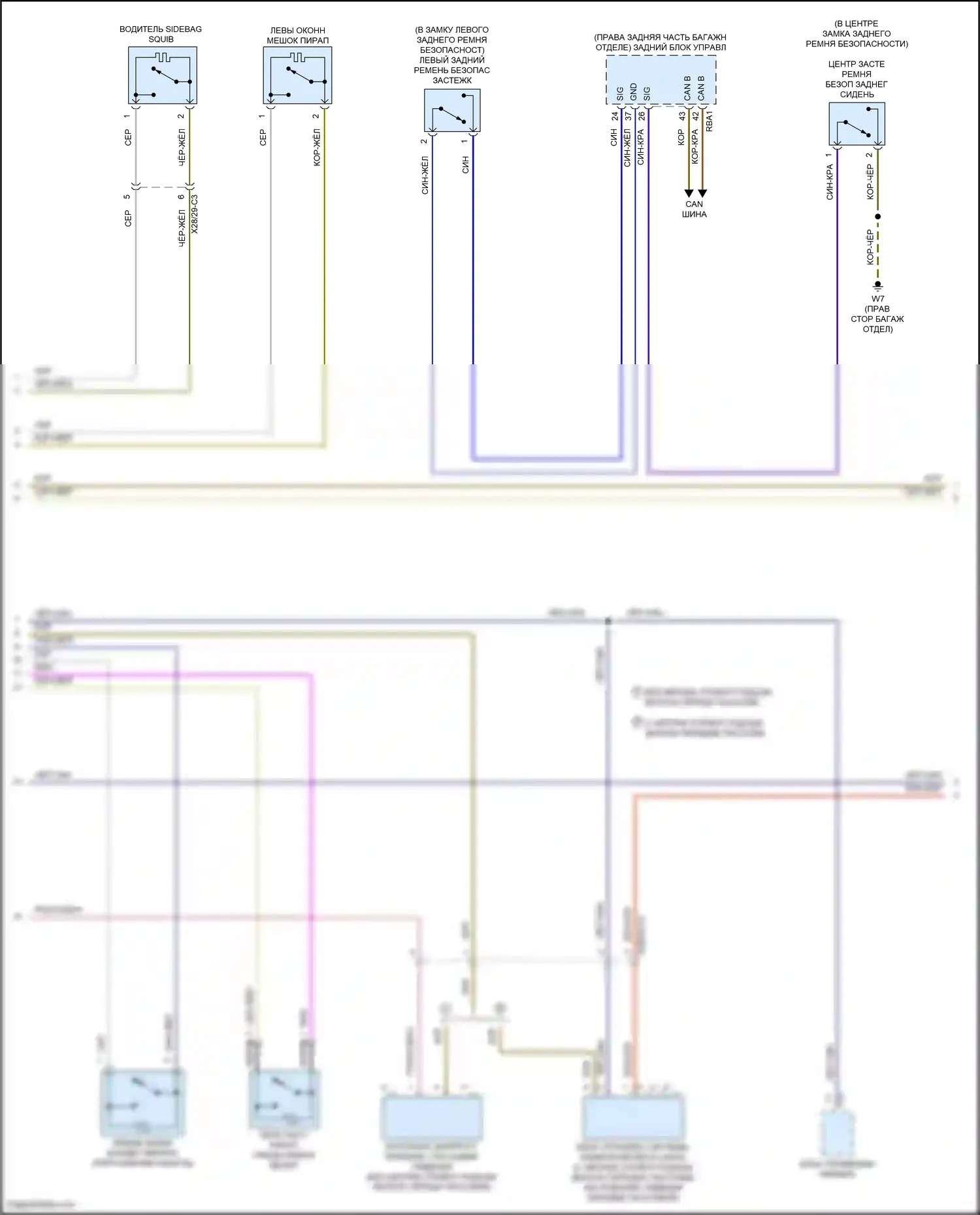 E-класс Mercedes-Benz W213/S213/C238/A238 (2016-2021): Электросхема подушек безопасности, кабриолет (2 из 5) 