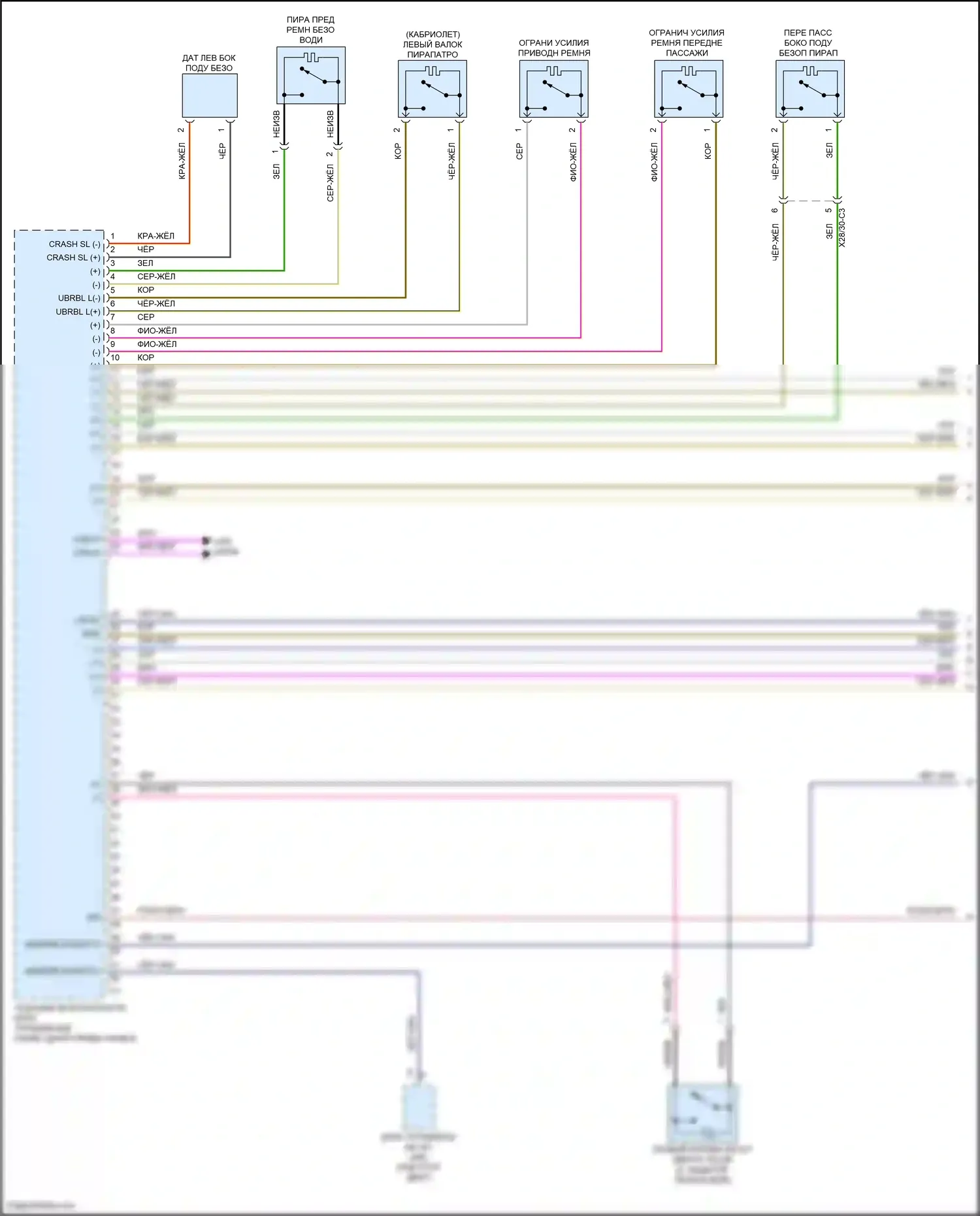 E-класс Mercedes-Benz W213/S213/C238/A238 (2016-2021): Электросхема подушек безопасности, купе (1 из 5) 