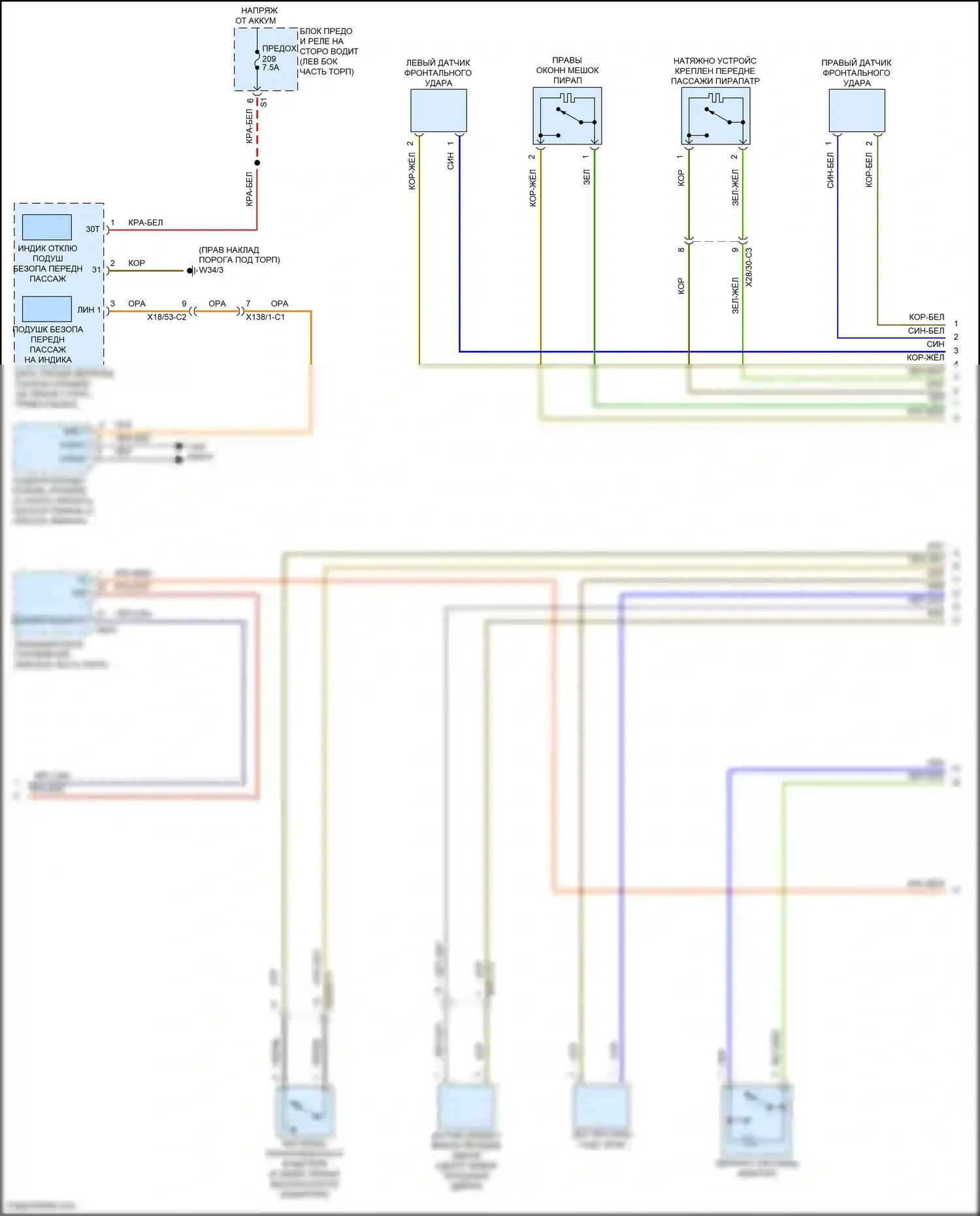 E-класс Mercedes-Benz W213/S213/C238/A238 (2016-2021): Электросхема подушек безопасности, купе (4 из 5) 