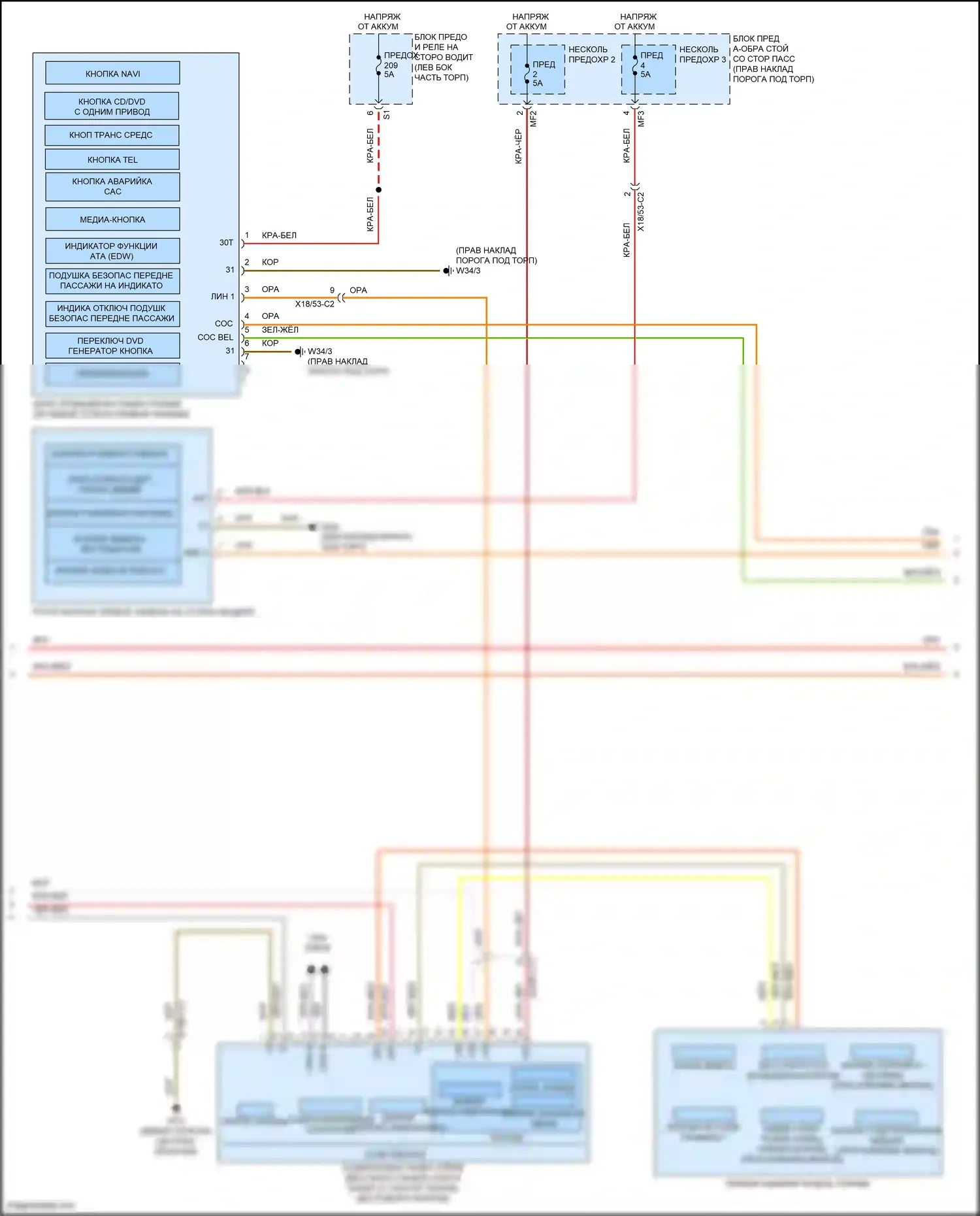 E-класс Mercedes-Benz W213/S213/C238/A238 (2016-2021): Электросхема приборной панели, седан (2 из 3) 