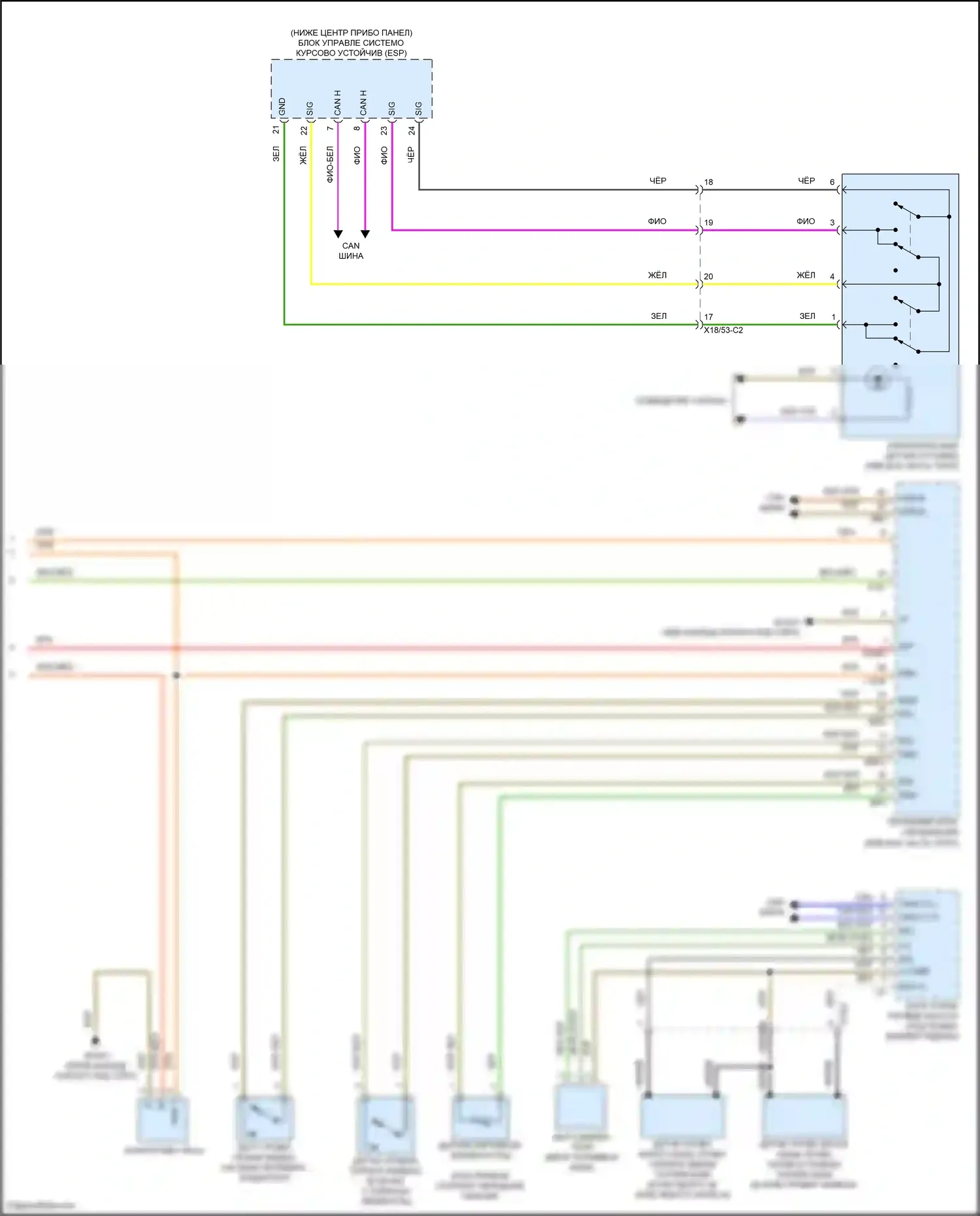 E-класс Mercedes-Benz W213/S213/C238/A238 (2016-2021): Электросхема приборной панели, вагон (3 из 3) 