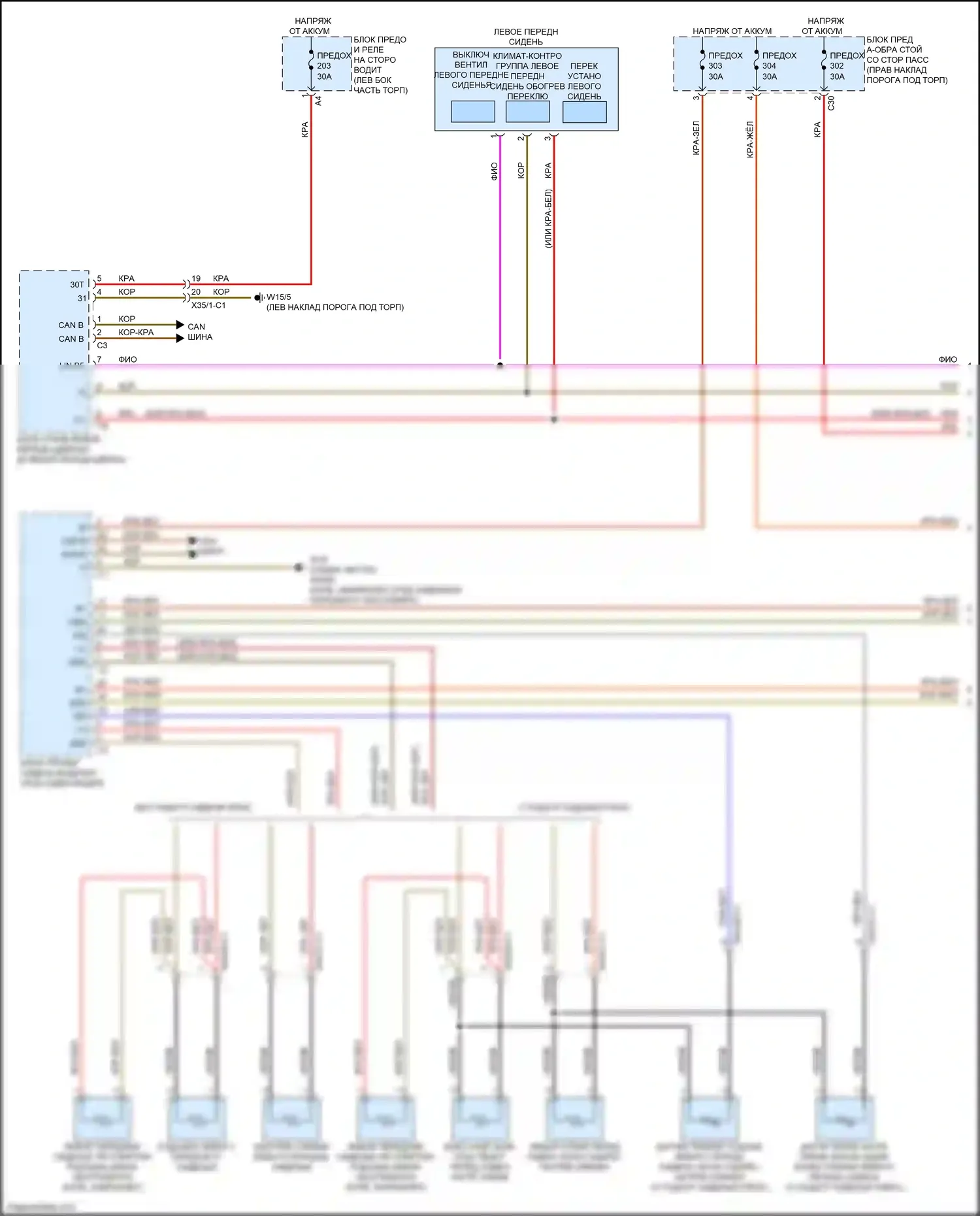 E-класс Mercedes-Benz W213/S213/C238/A238 (2016-2021): Электросхема передней вентиляции и подогрева сидений, с памятью (1 из 3) 