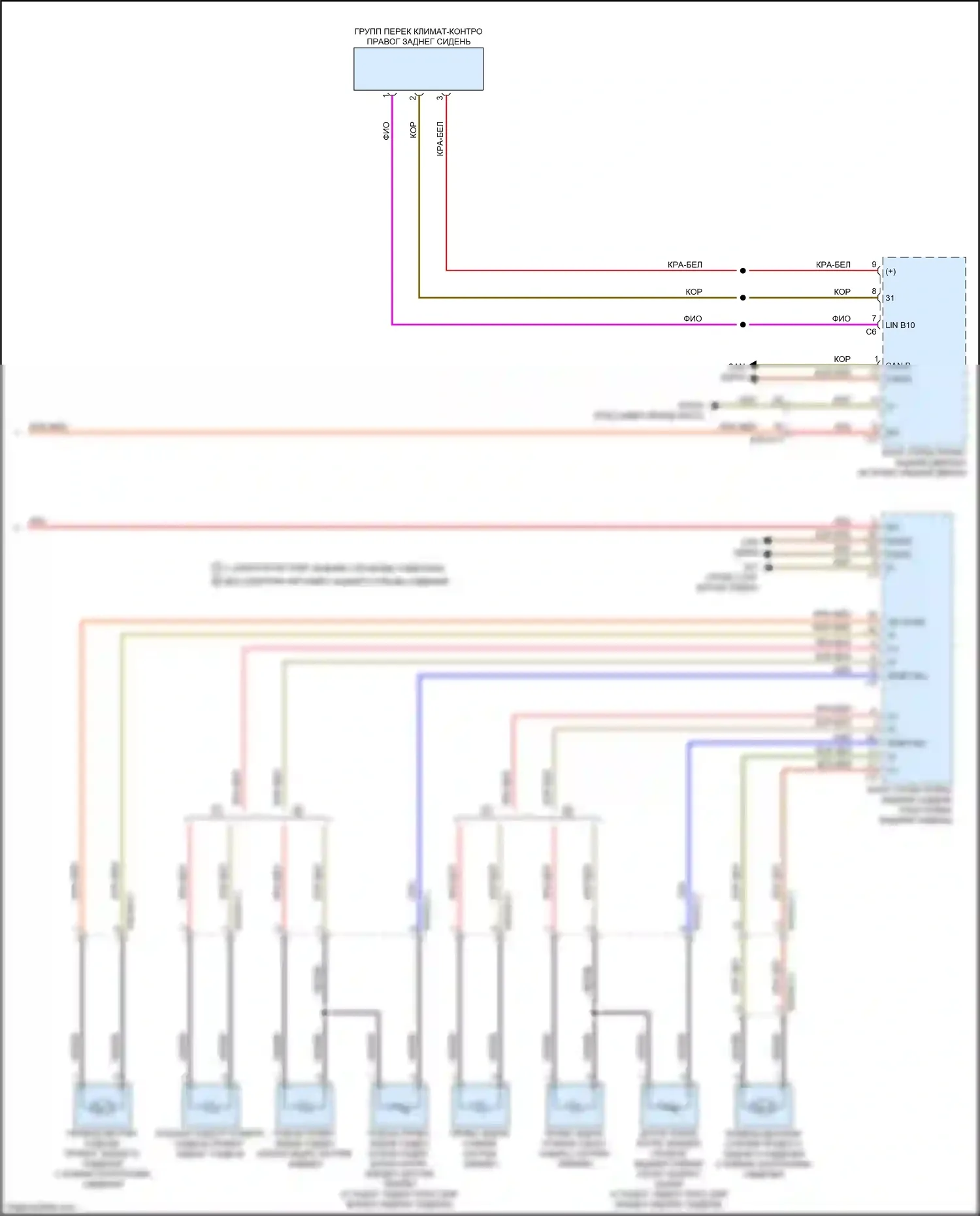 E-класс Mercedes-Benz W213/S213/C238/A238 (2016-2021): Электросхема задней вентиляции и подогрева сидений (2 из 2) 