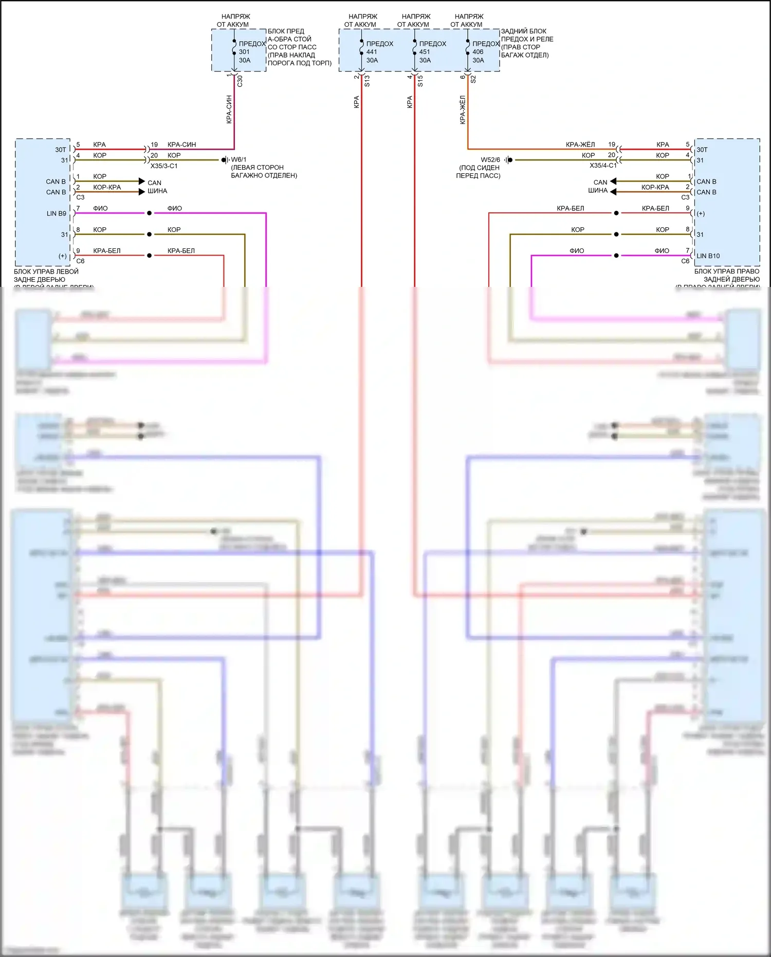 E-класс Mercedes-Benz W213/S213/C238/A238 (2016-2021): Электросхема задних обогреваемых сидений, с подогревом сидений плюс 