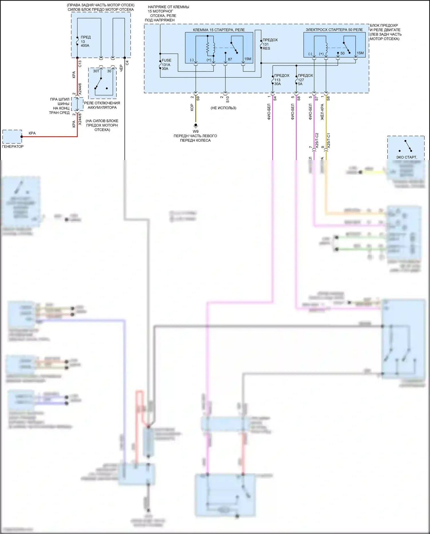 E-класс Mercedes-Benz W213/S213/C238/A238 (2016-2021): Электросхема стартера 
