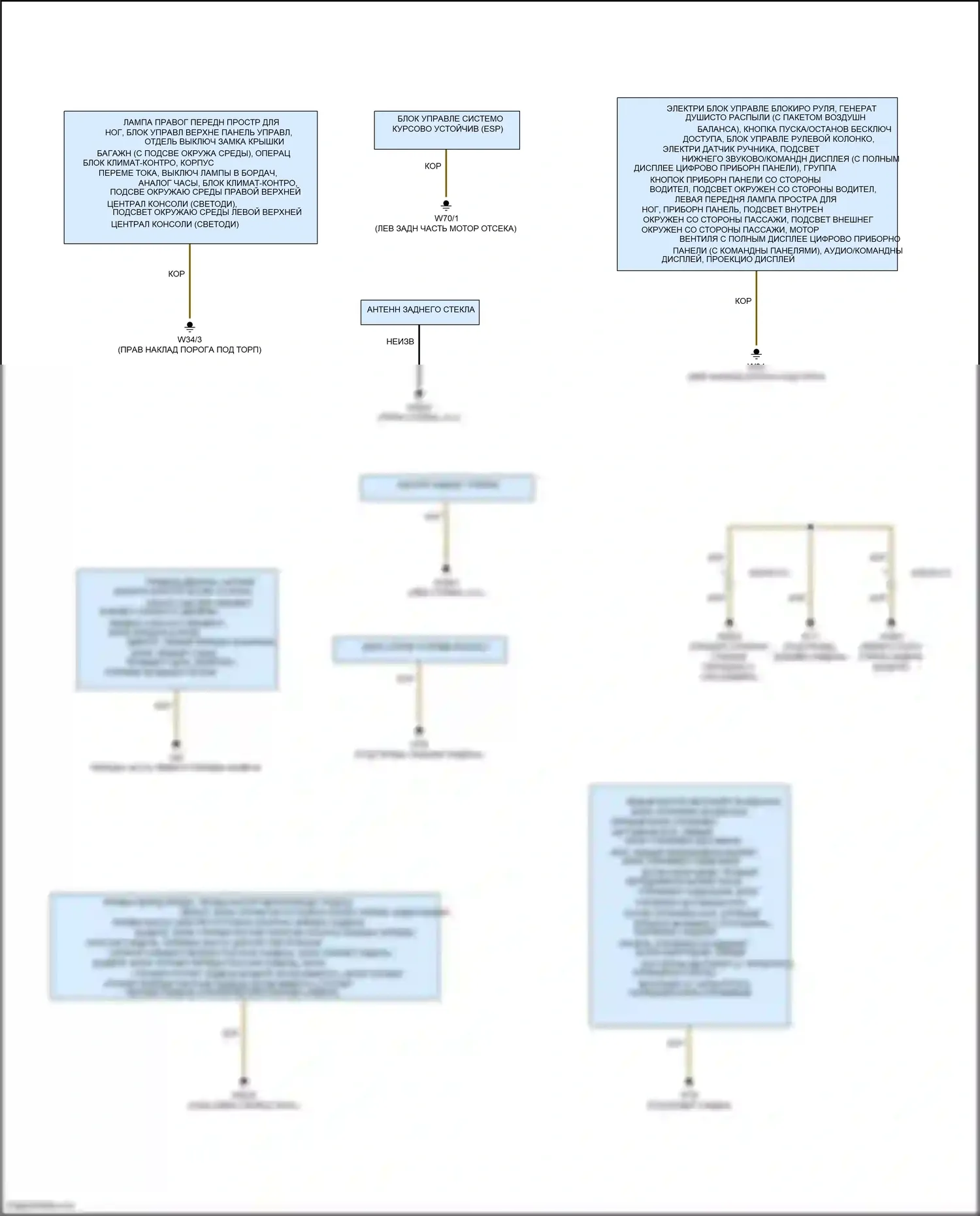 E-класс Mercedes-Benz W213/S213/C238/A238 (2016-2021): Электросхема разводки массы, купе (2 из 3) 