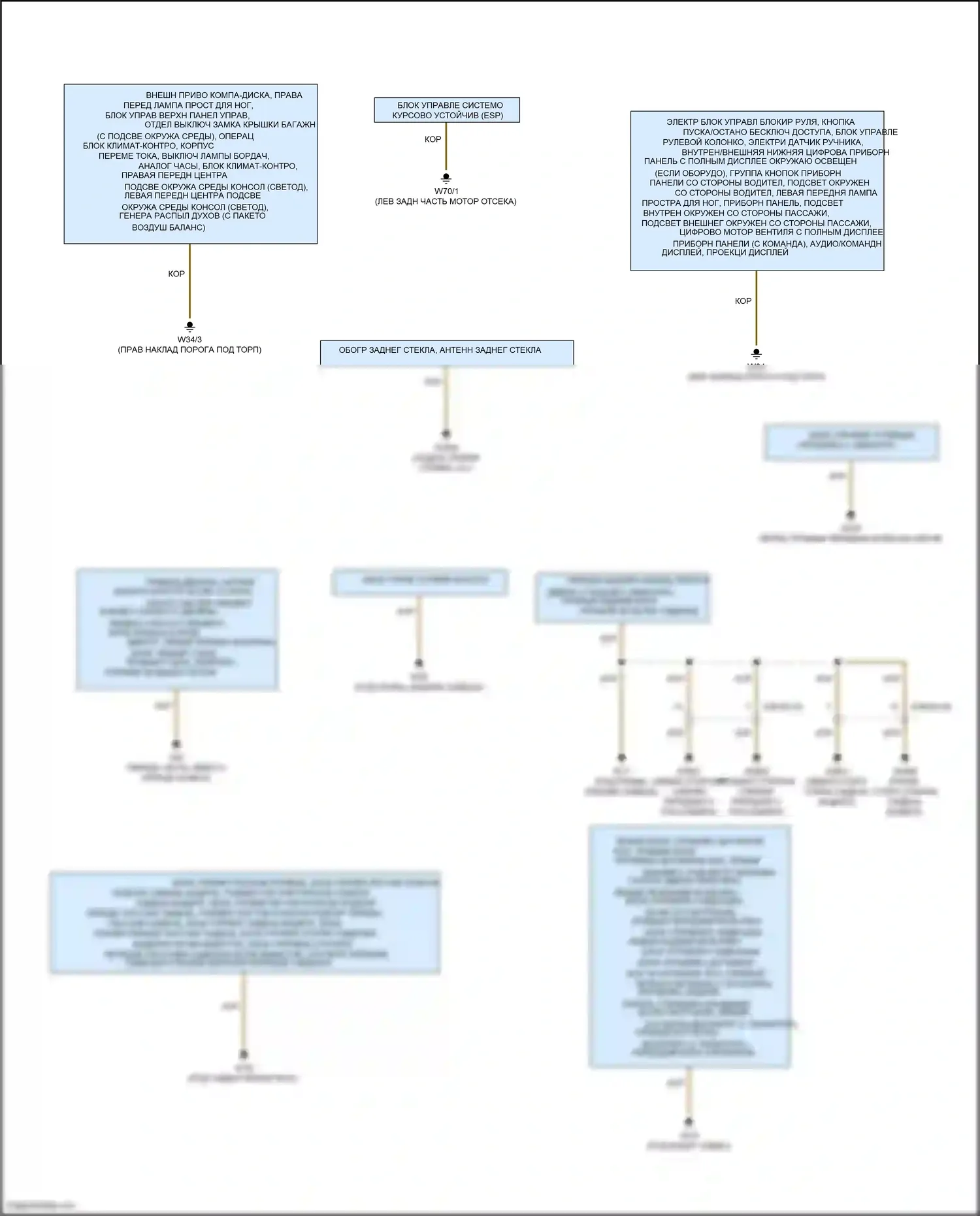 E-класс Mercedes-Benz W213/S213/C238/A238 (2016-2021): Электросхема точек подключения масс (2 из 3) 