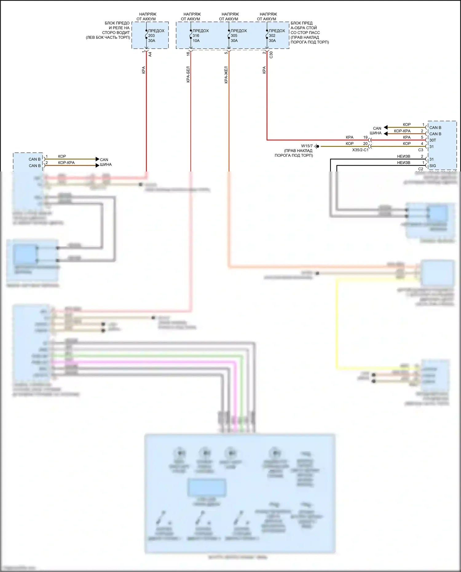 E-класс Mercedes-Benz W213/S213/C238/A238 (2016-2021): Электросхема автоматического дневного/ночного зеркала, вагон 