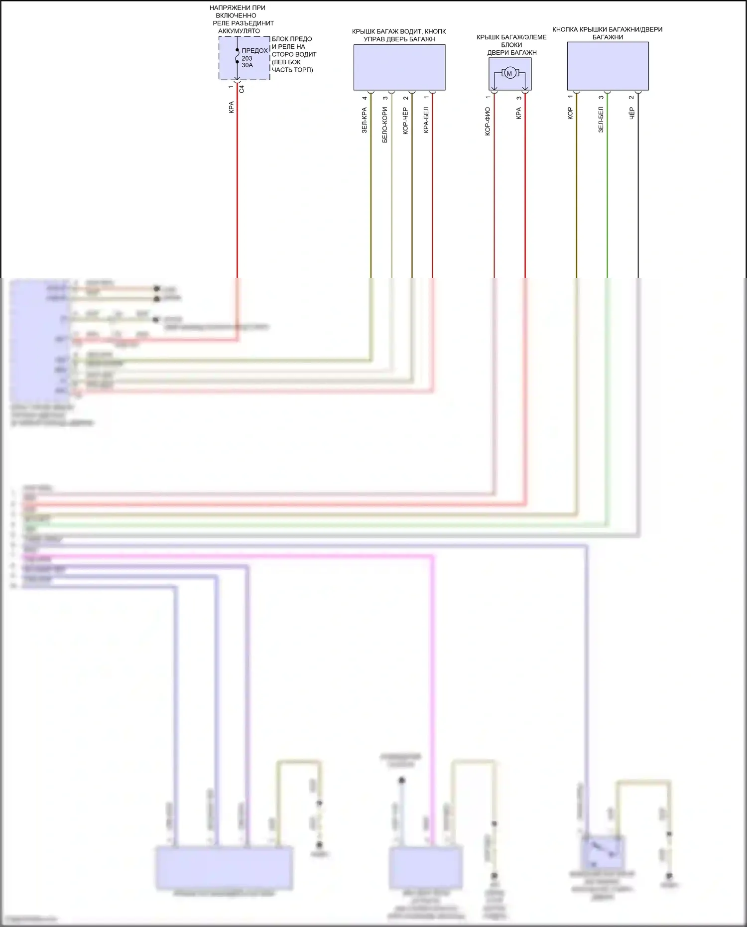 E-класс Mercedes-Benz W214/S214 (2023-2024): Электросхема электропривода багажника, вагон (2 из 2) 