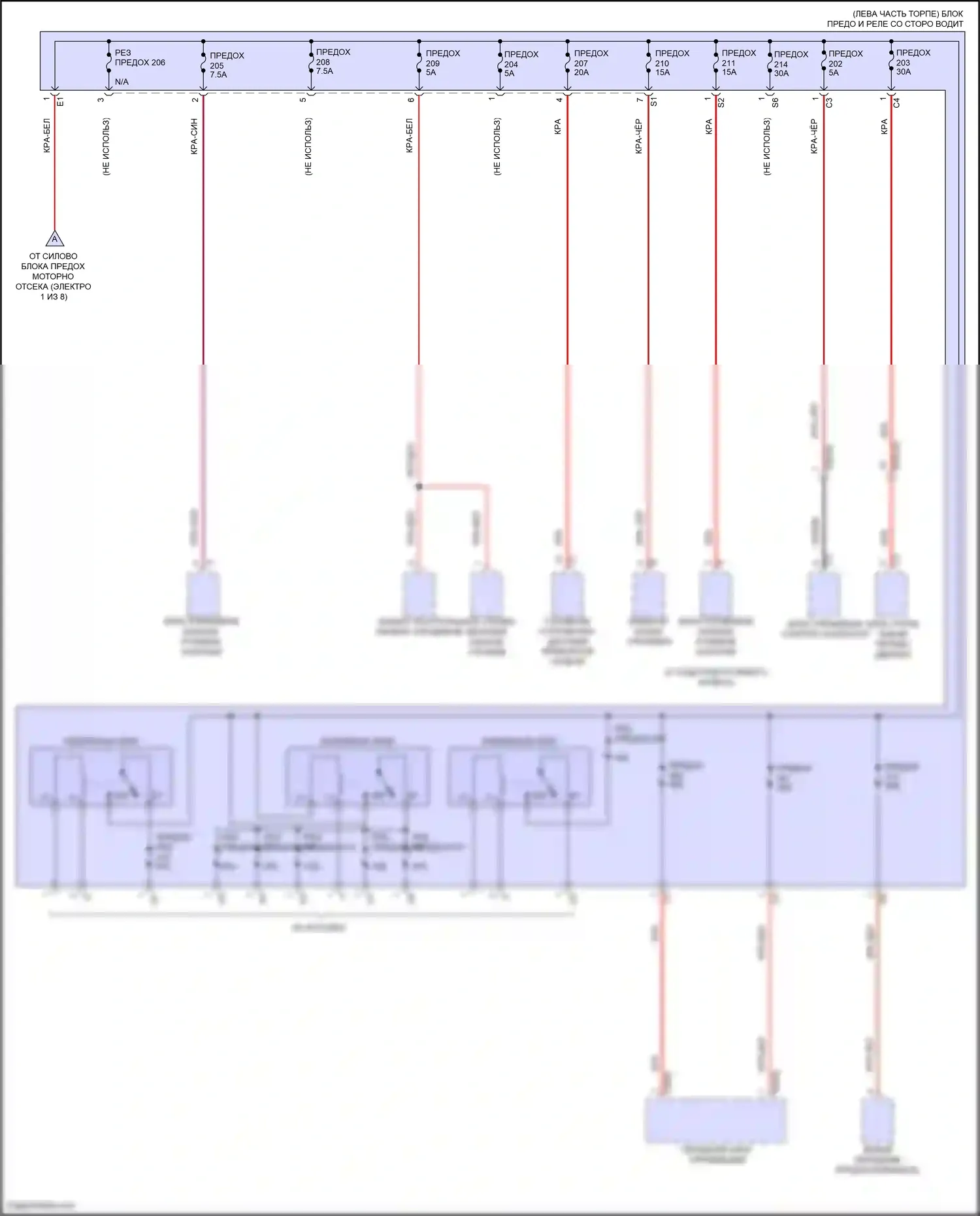 E-класс Mercedes-Benz W214/S214 (2023-2024): Электросхема блока предохранителей реле, кабриолет (2 из 8) 