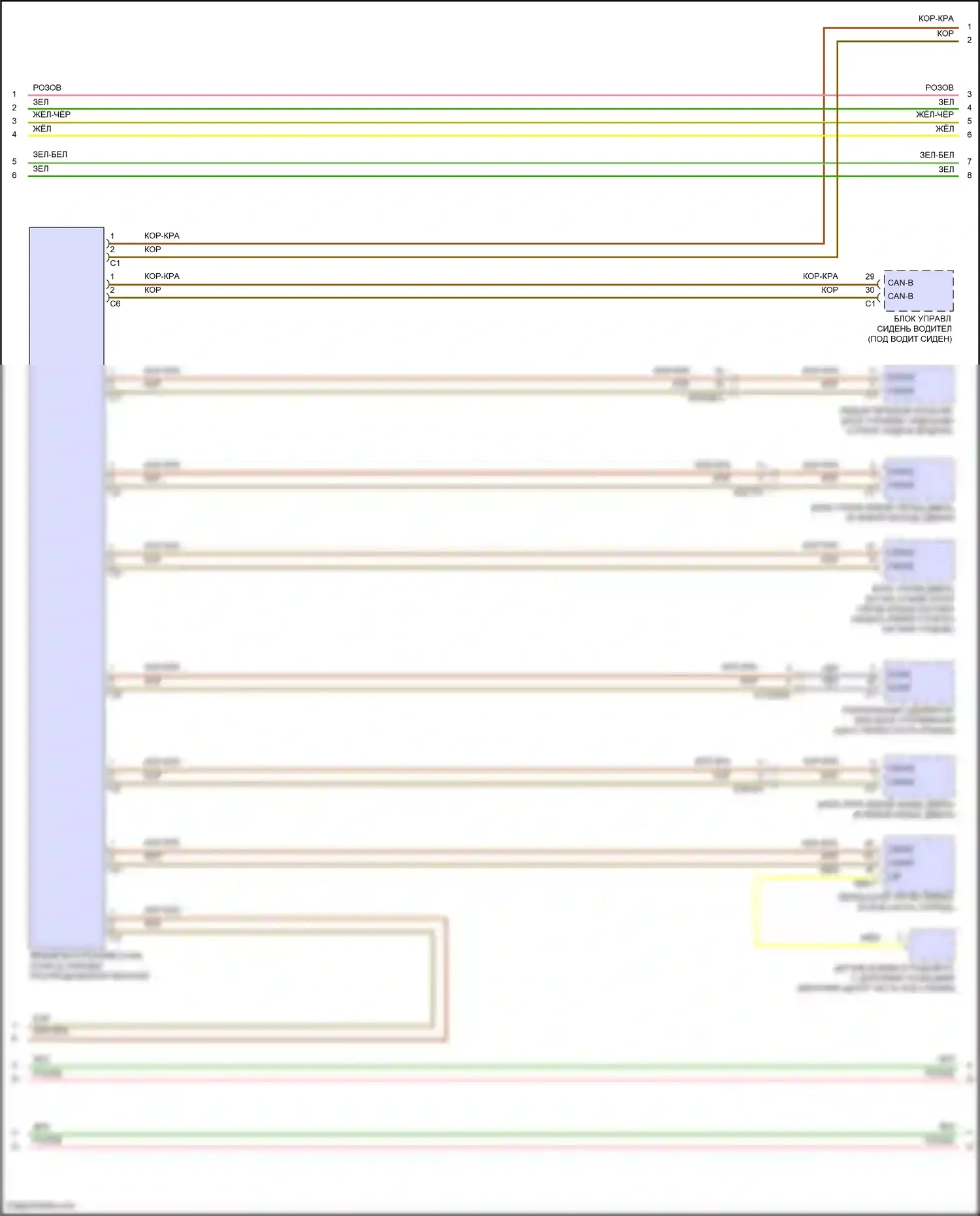 E-класс Mercedes-Benz W214/S214 (2023-2024): Электросхема шины высокого/низкого уровня, седан (3 из 6) 