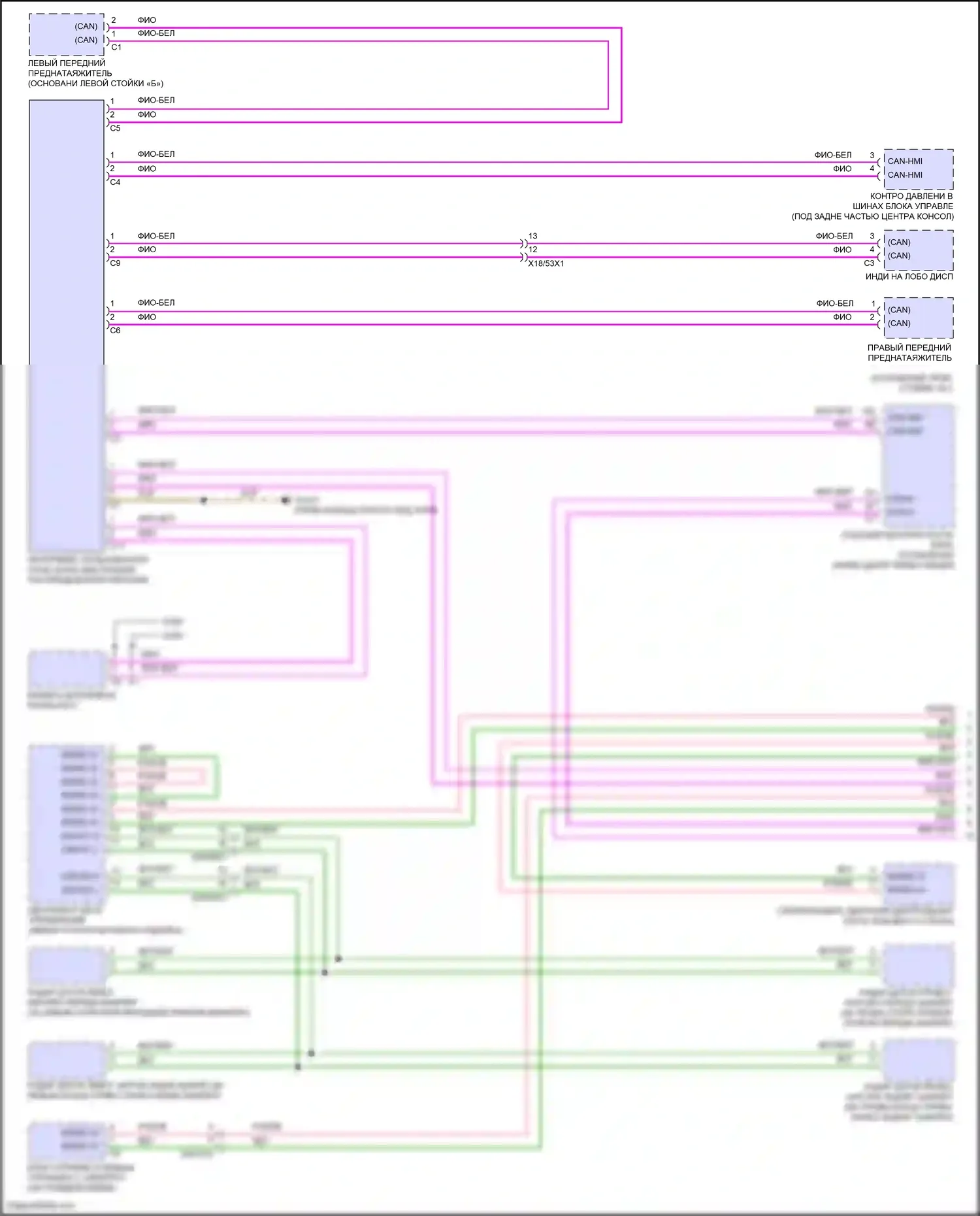 E-класс Mercedes-Benz W214/S214 (2023-2024): Электросхема шины высокого/низкого уровня, вагон (1 из 6) 