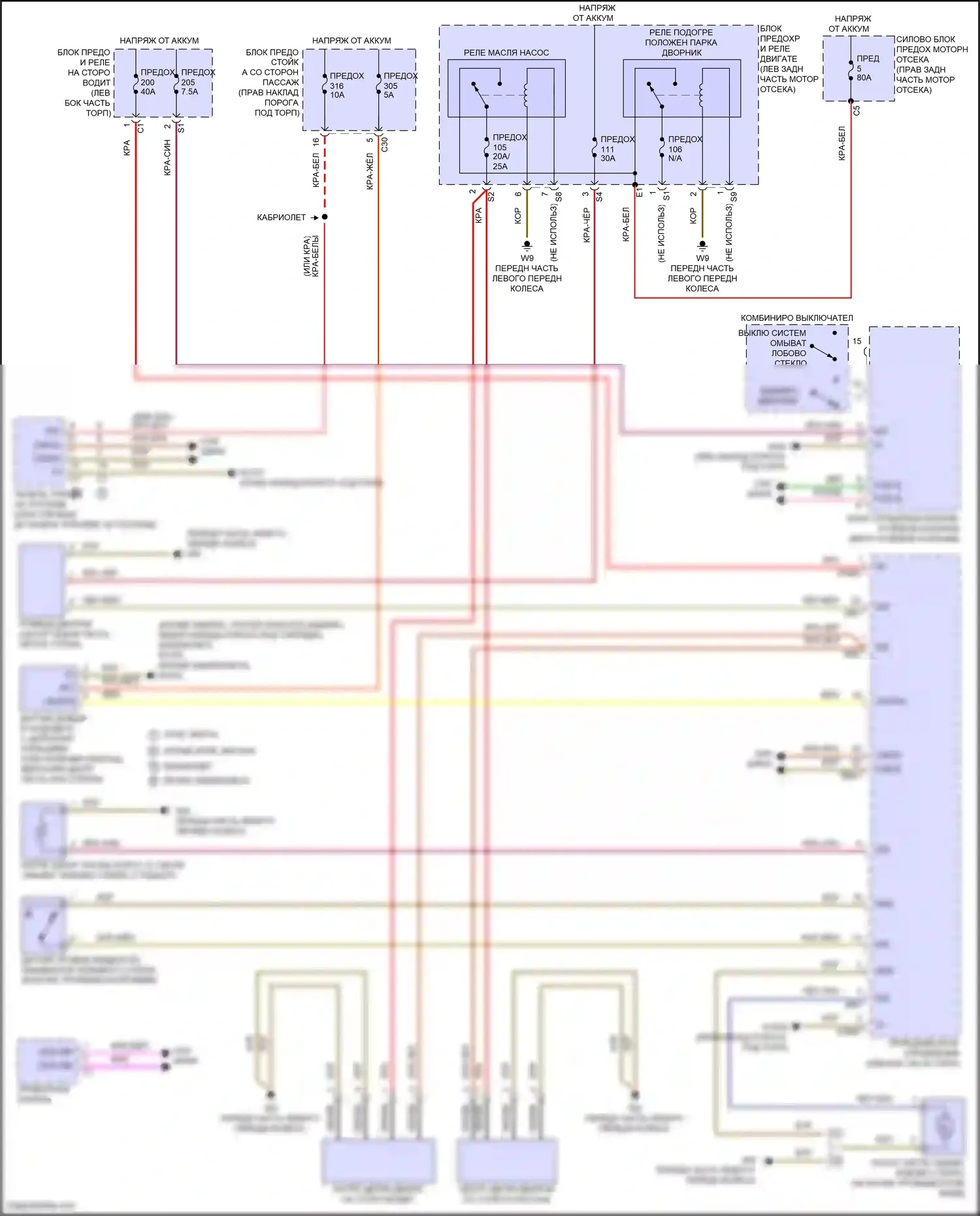 E-класс Mercedes-Benz W214/S214 (2023-2024): Дворники и омыватели электросхема 