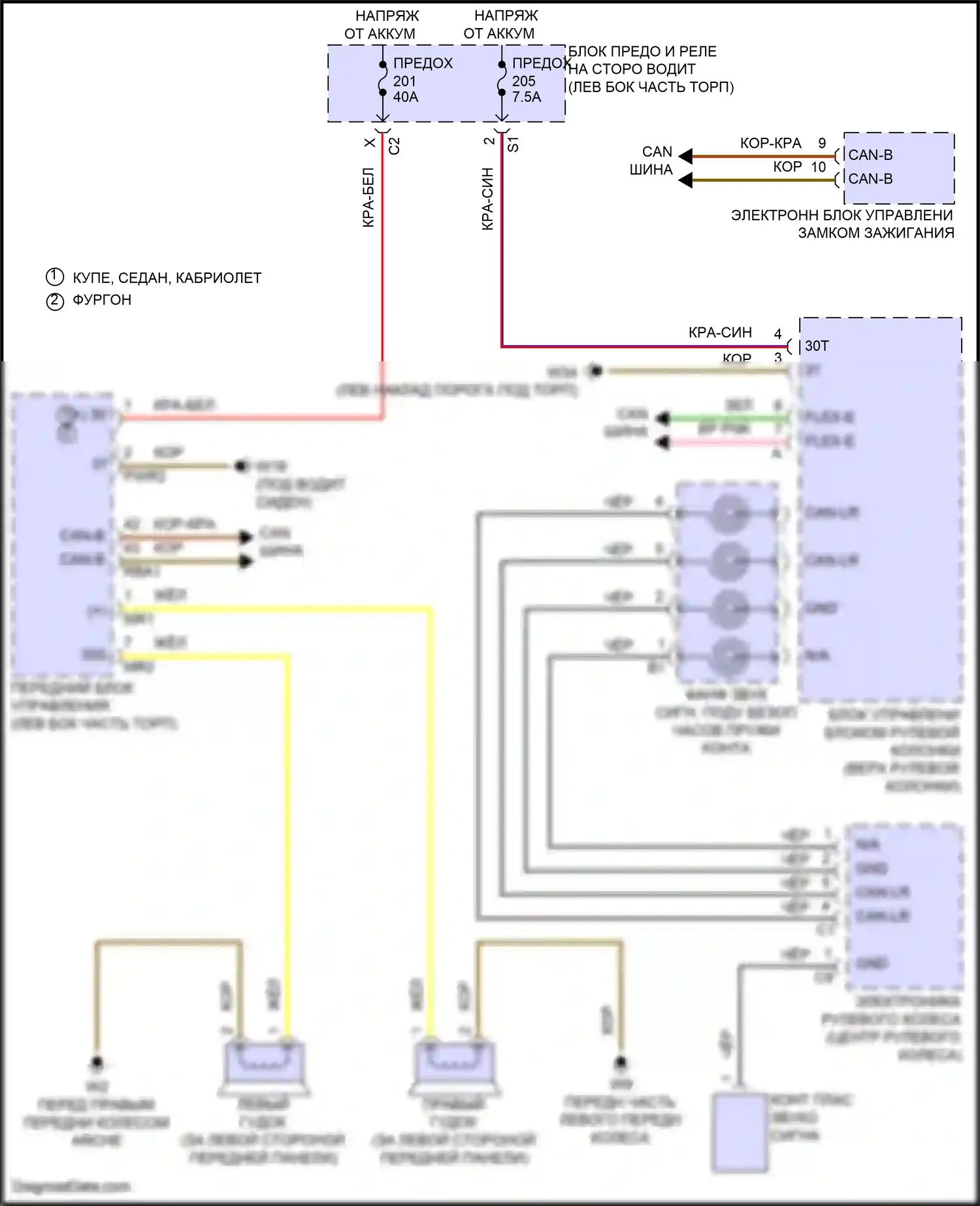 E-класс Mercedes-Benz W214/S214 (2023-2024): Электросхема клаксона 