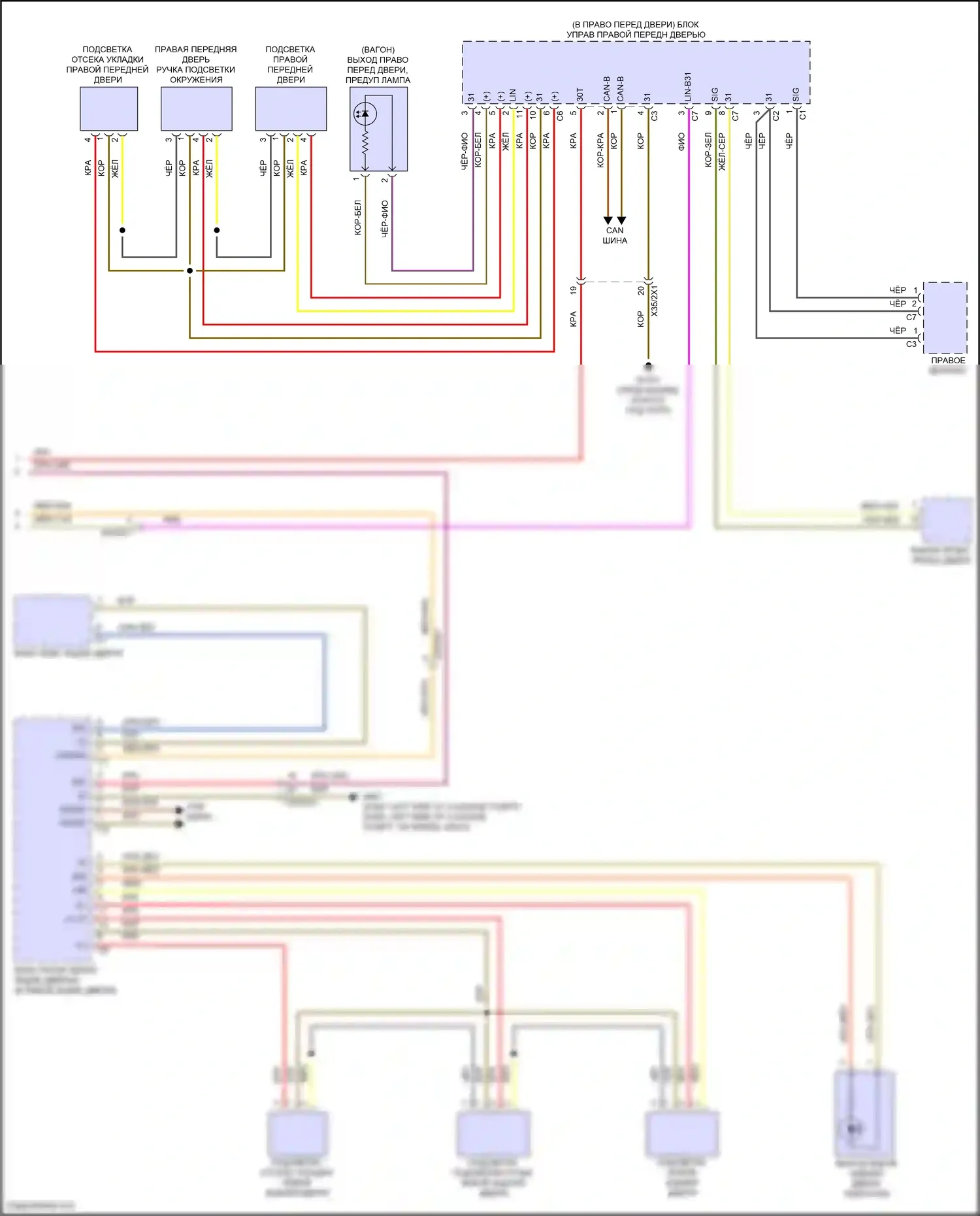 E-класс Mercedes-Benz W214/S214 (2023-2024): Электросхема освещения салона (6 из 6) 