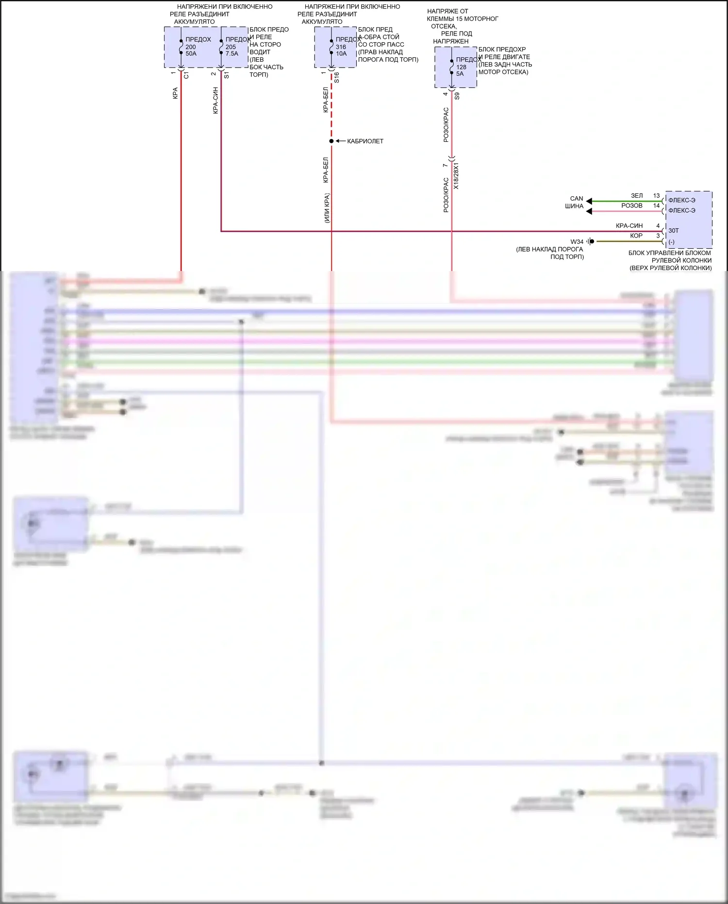 E-класс Mercedes-Benz W214/S214 (2023-2024): Электросхема подсветки приборной панели, кабриолет (1 из 2) 