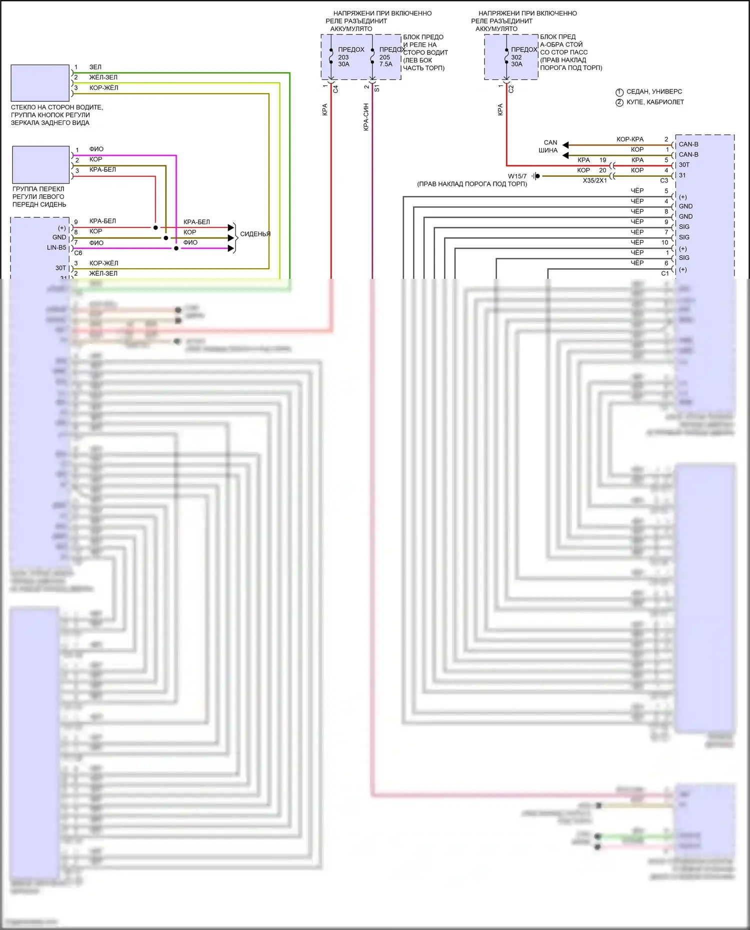 E-класс Mercedes-Benz W214/S214 (2023-2024): Электросхема зеркал памяти 