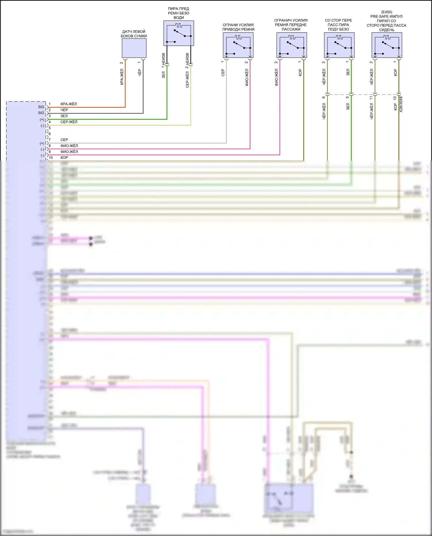 E-класс Mercedes-Benz W214/S214 (2023-2024): Электросхема подушек безопасности (1 из 5) 