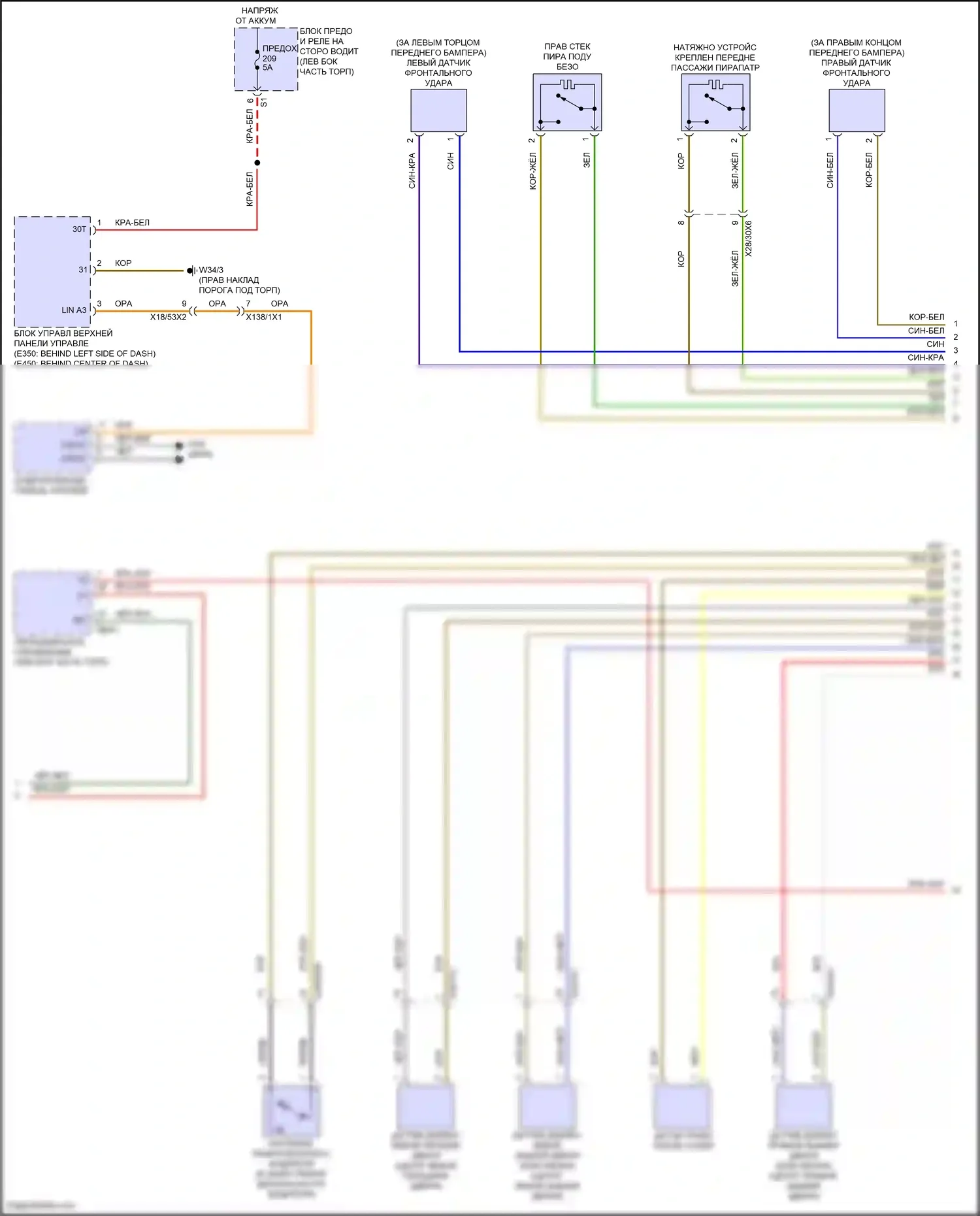 E-класс Mercedes-Benz W214/S214 (2023-2024): Электросхема подушек безопасности (4 из 5) 