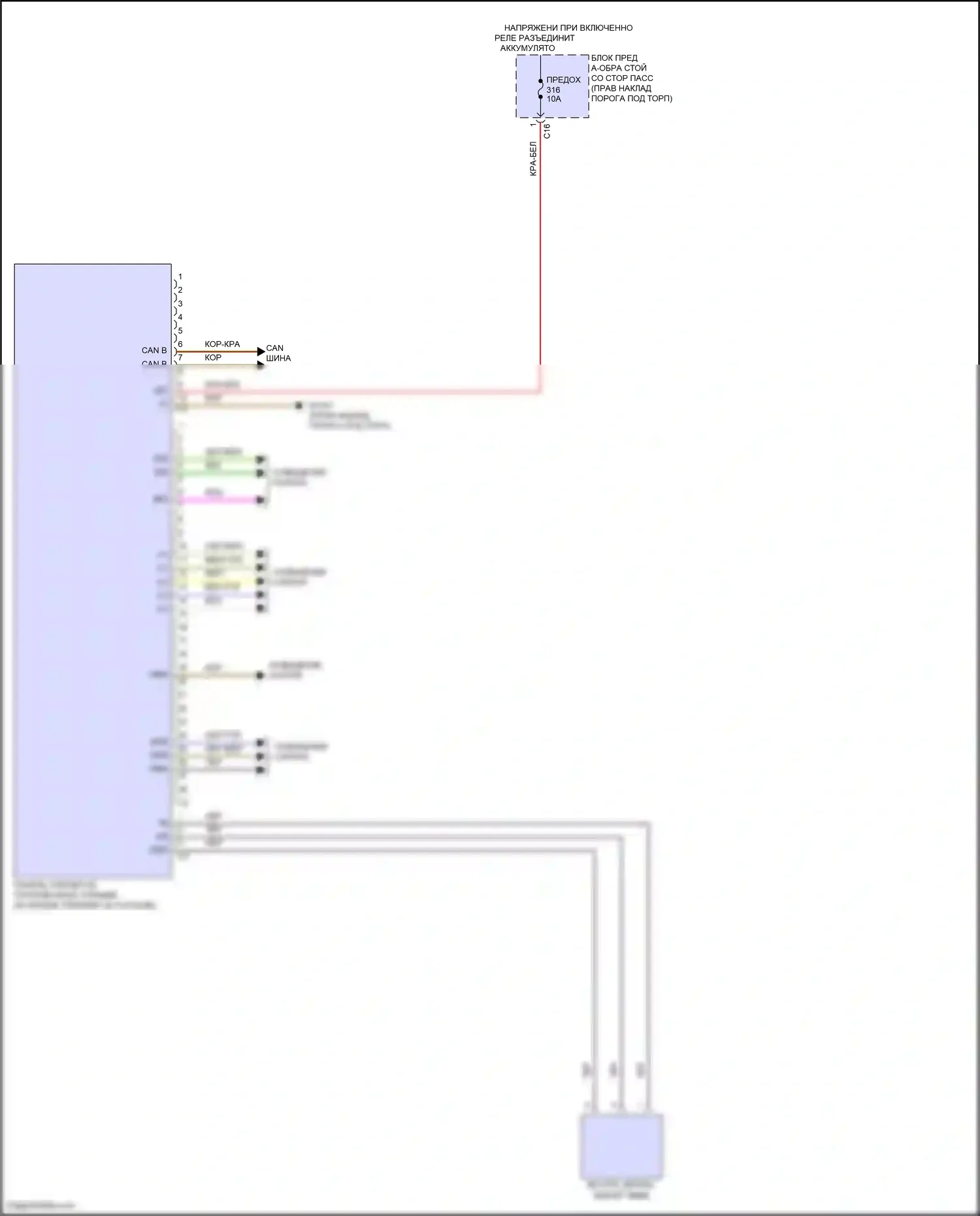 E-класс Mercedes-Benz W214/S214 (2023-2024): Электросхема потолочной консоли, седан 
