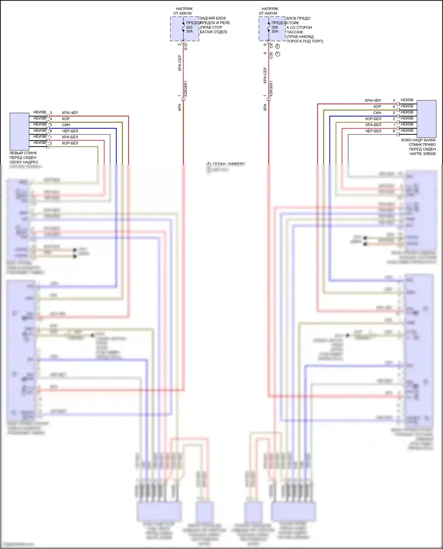 E-класс Mercedes-Benz W214/S214 (2023-2024): Электросхема передних обогреваемых сидений 