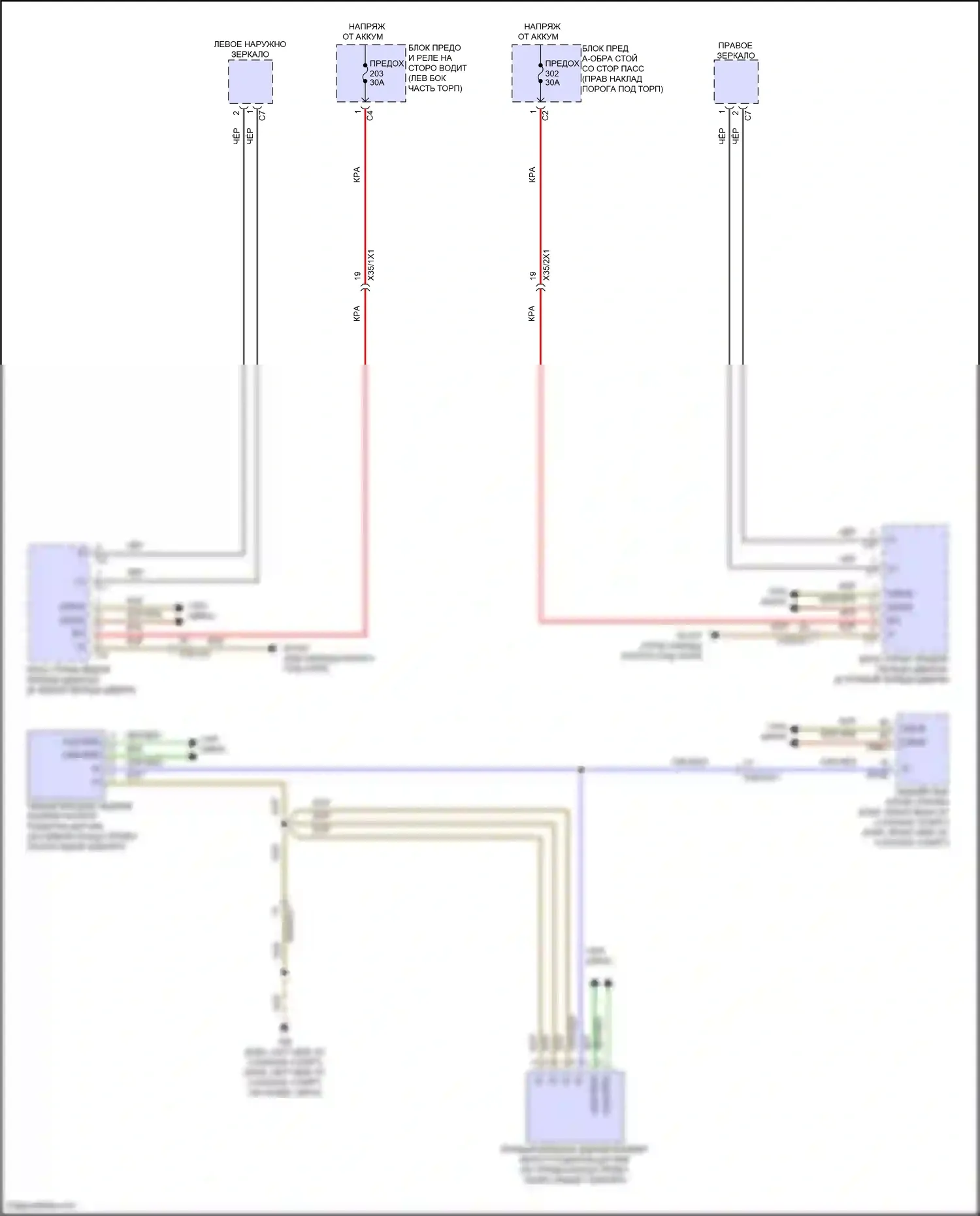 E-класс Mercedes-Benz W214/S214 (2023-2024): Электросхема информационной системы в слепой зоне 