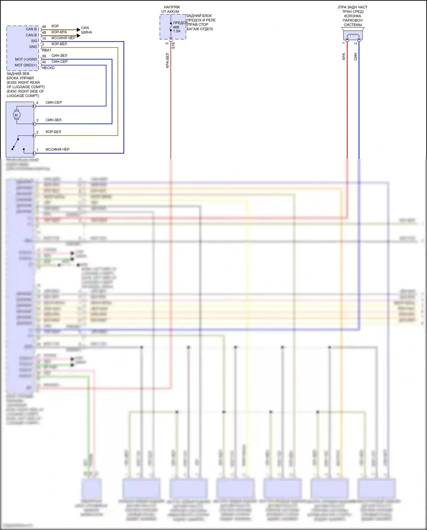 E-класс Mercedes-Benz W214/S214 (2023-2024): Электросхема парктроника, вагон (1 из 2) 
