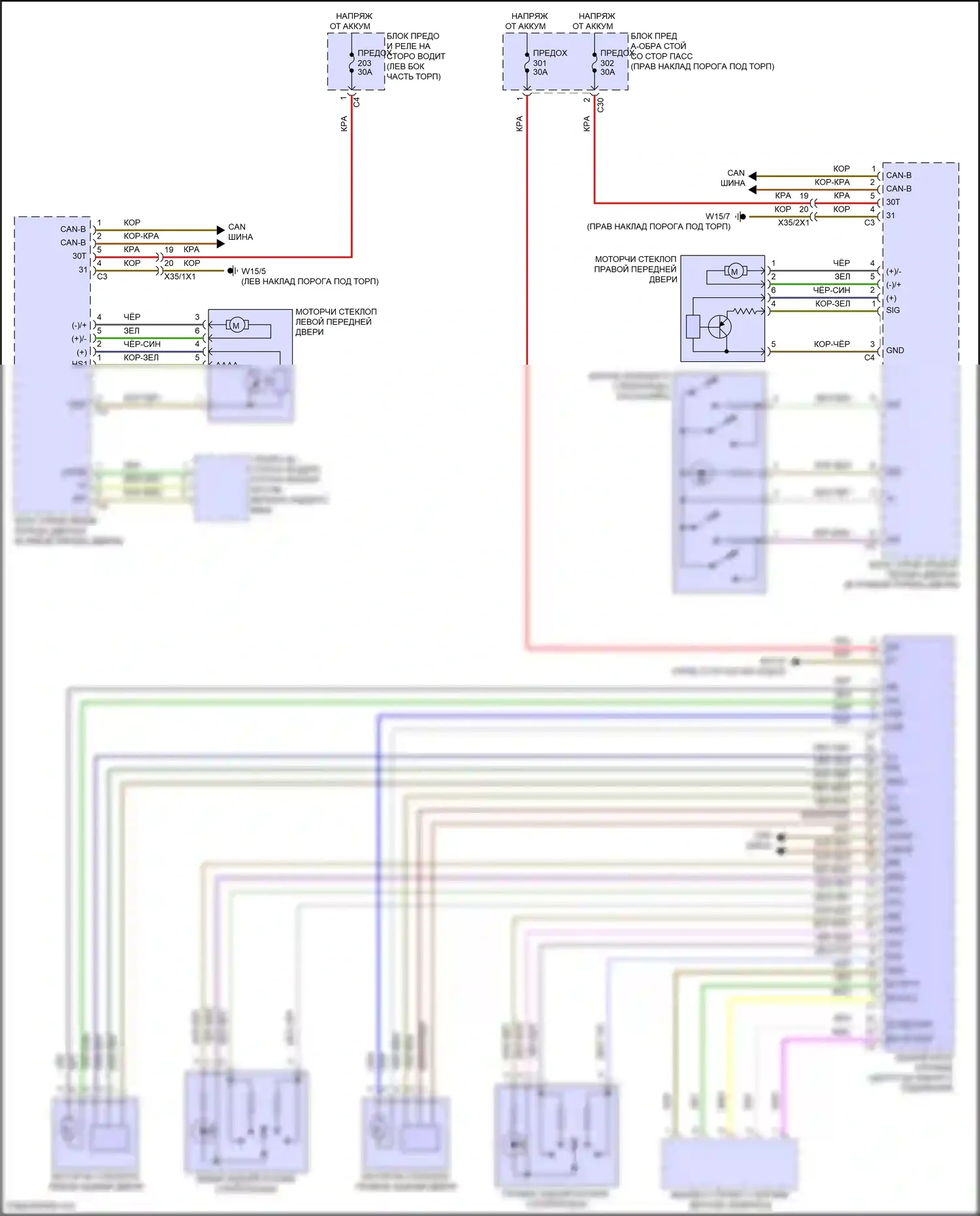 E-класс Mercedes-Benz W214/S214 (2023-2024): Стеклоподъемники электросхема, кабриолет 