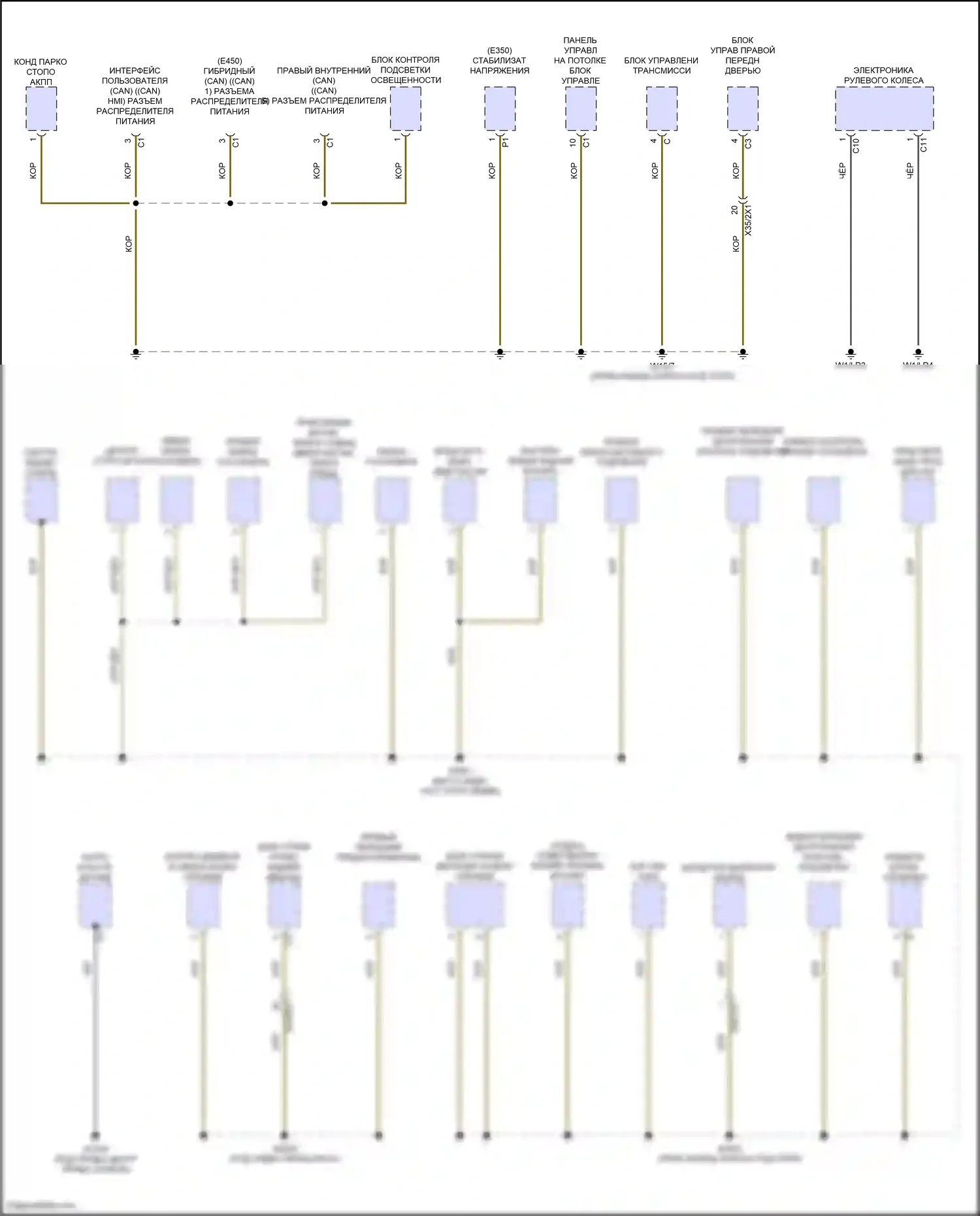 E-класс Mercedes-Benz W214/S214 (2023-2024): Электросхема разводки массы (5 из 6) 