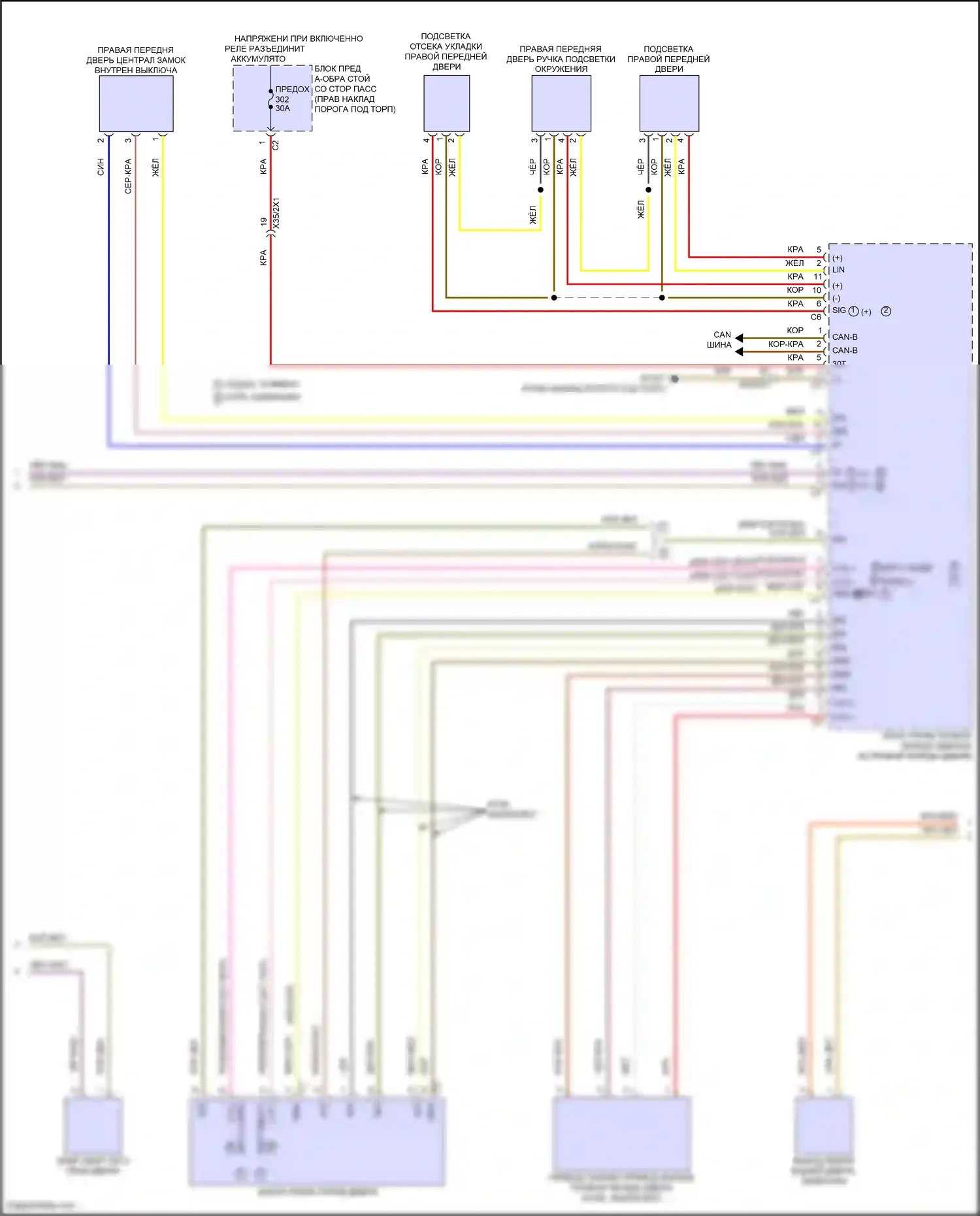 E-класс Mercedes-Benz W214/S214 (2023-2024): Электросхема центрального замка с автоблокировкой (2 из 4) 