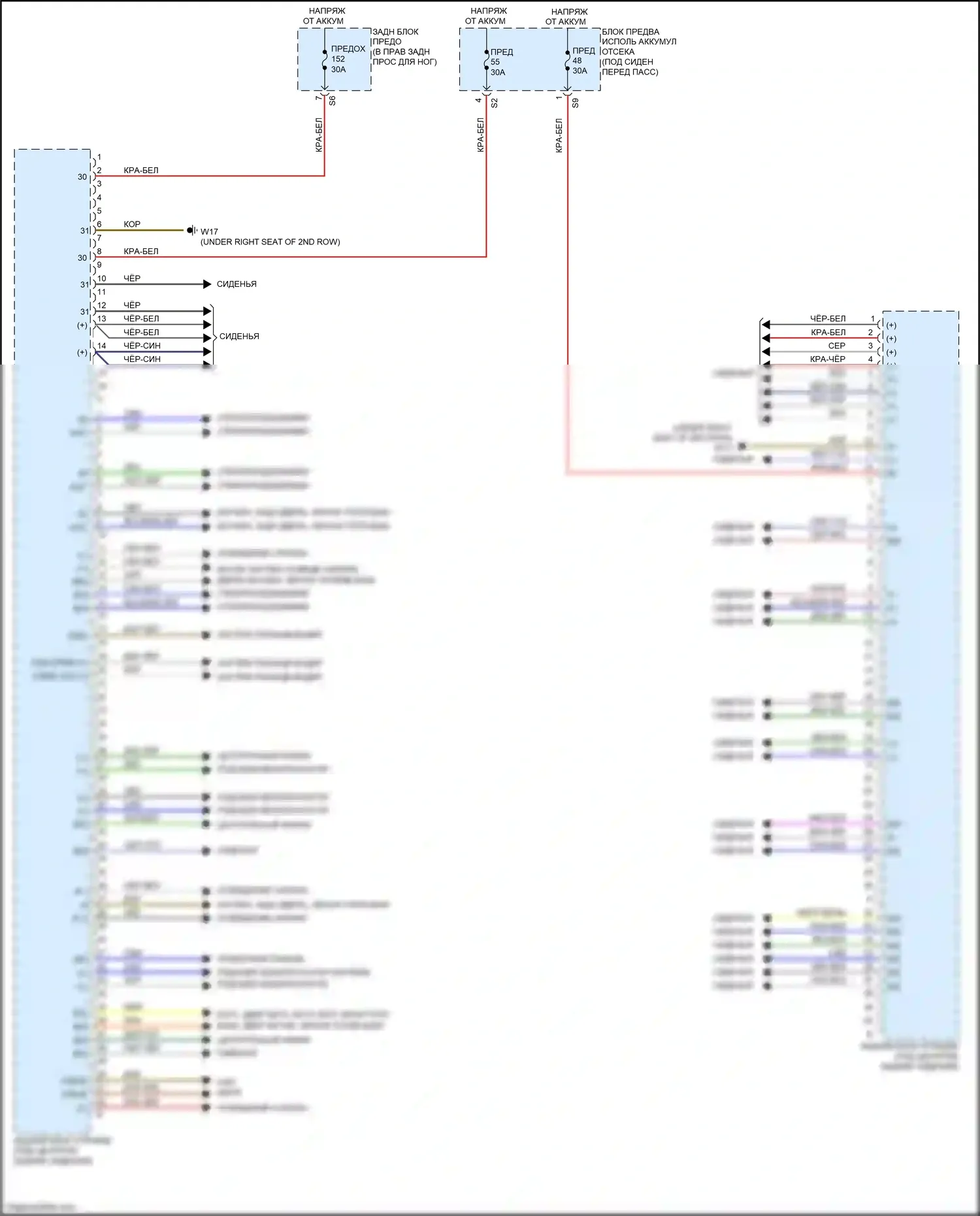 GL-класс Mercedes-Benz X166 (2012-2016): Электросхема блока управления заднего 