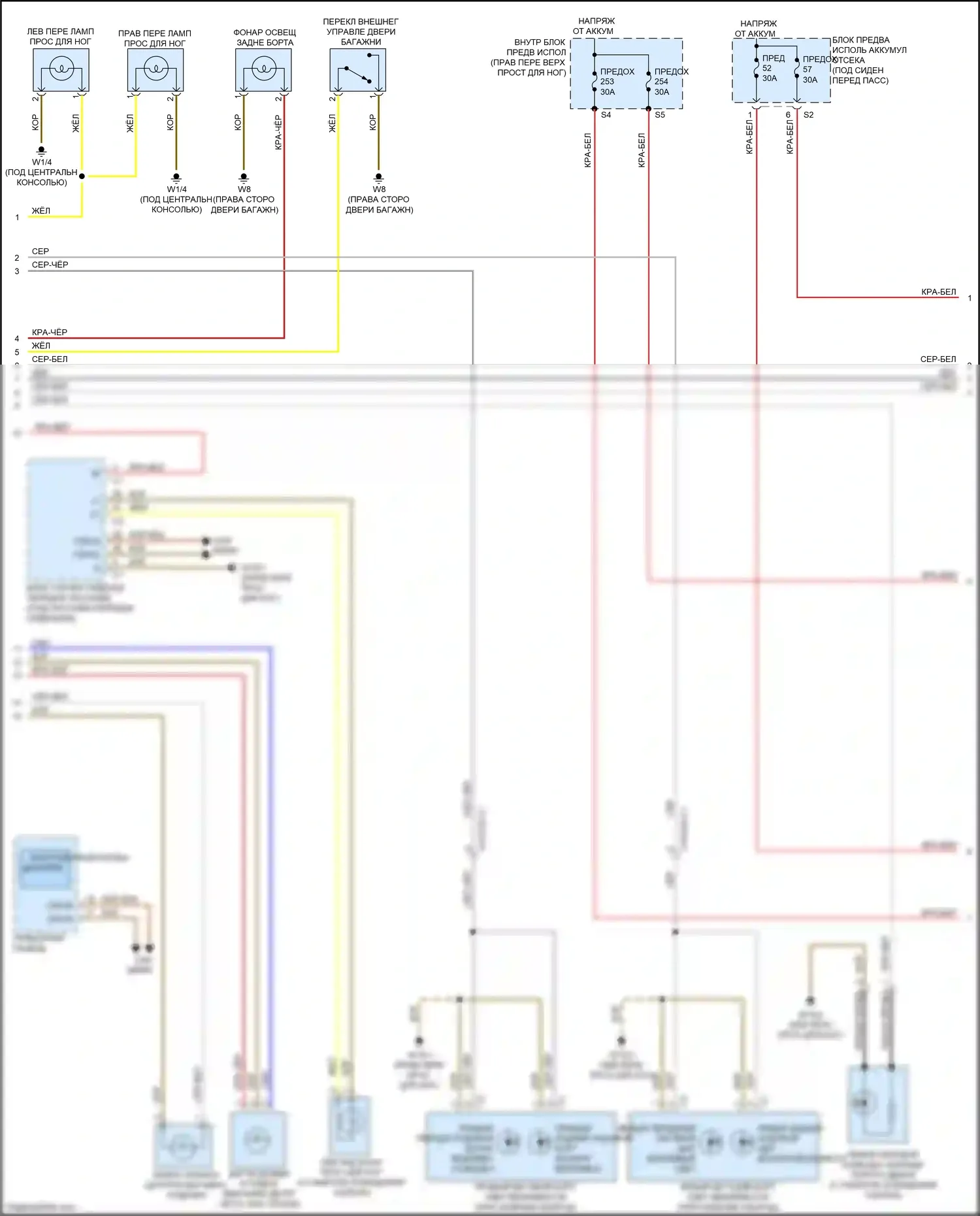 GL-класс Mercedes-Benz X166 (2012-2016): Электросхема освещения салона (2 из 3) 