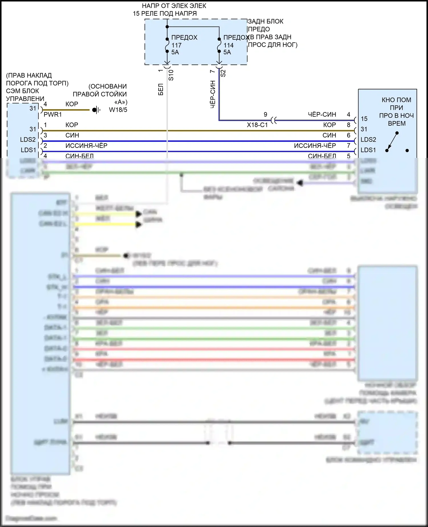 GL-класс Mercedes-Benz X166 (2012-2016): Электросхема ночного видения 