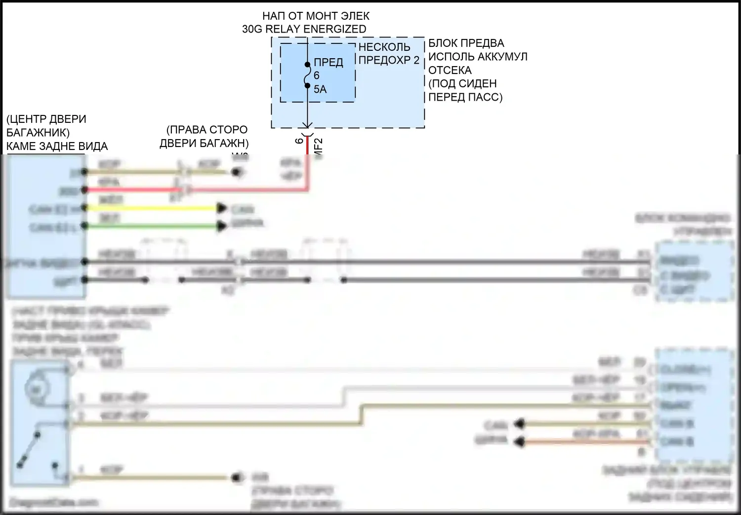 GL-класс Mercedes-Benz X166 (2012-2016): Электросхема задней камеры 