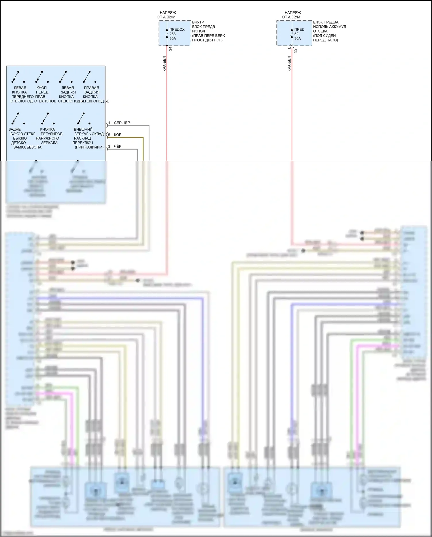 GL-класс Mercedes-Benz X166 (2012-2016): Электросхема силового зеркала 