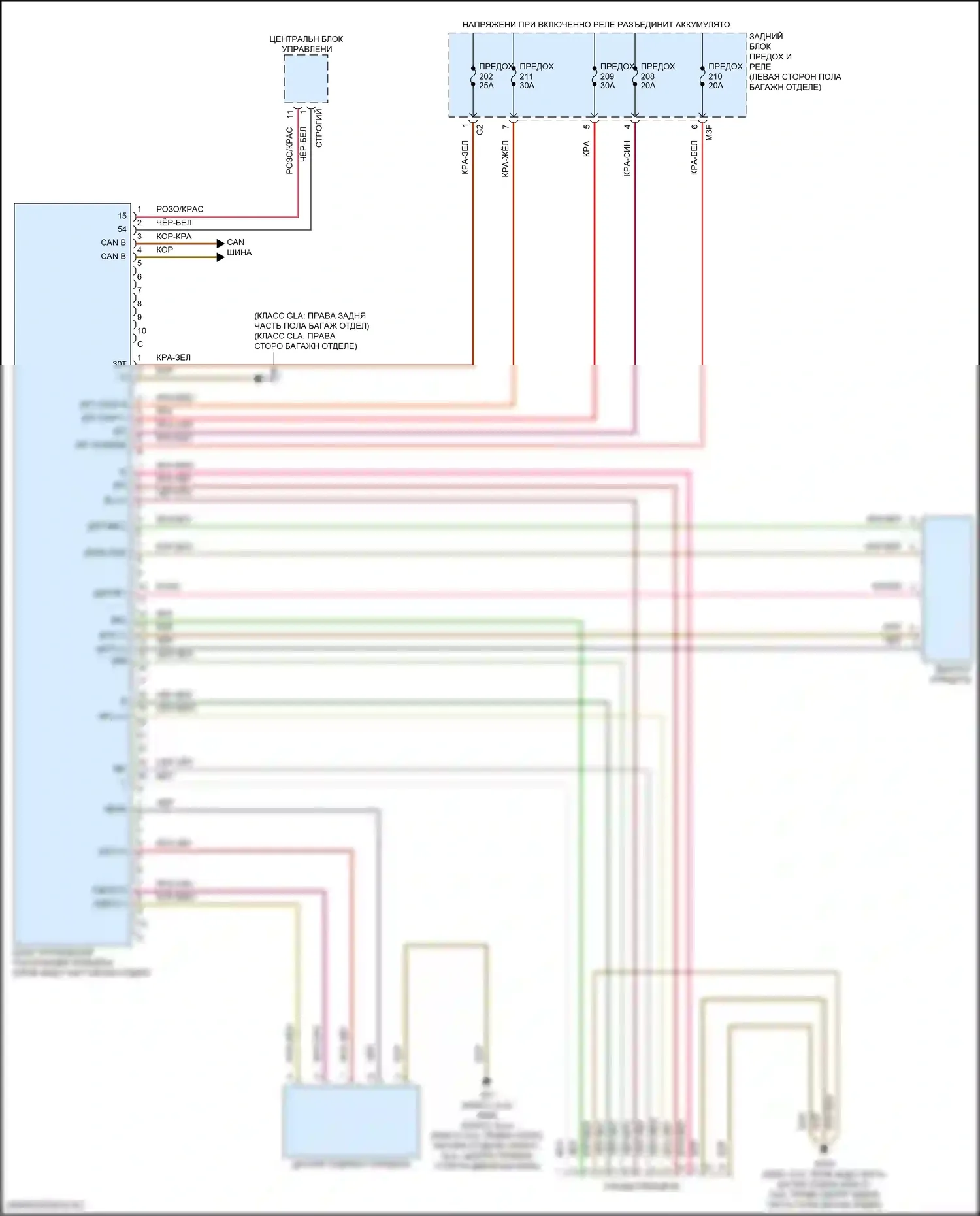 GLA-класс Mercedes-Benz H247 (2019-2023): Электросхема освещения прицепа 