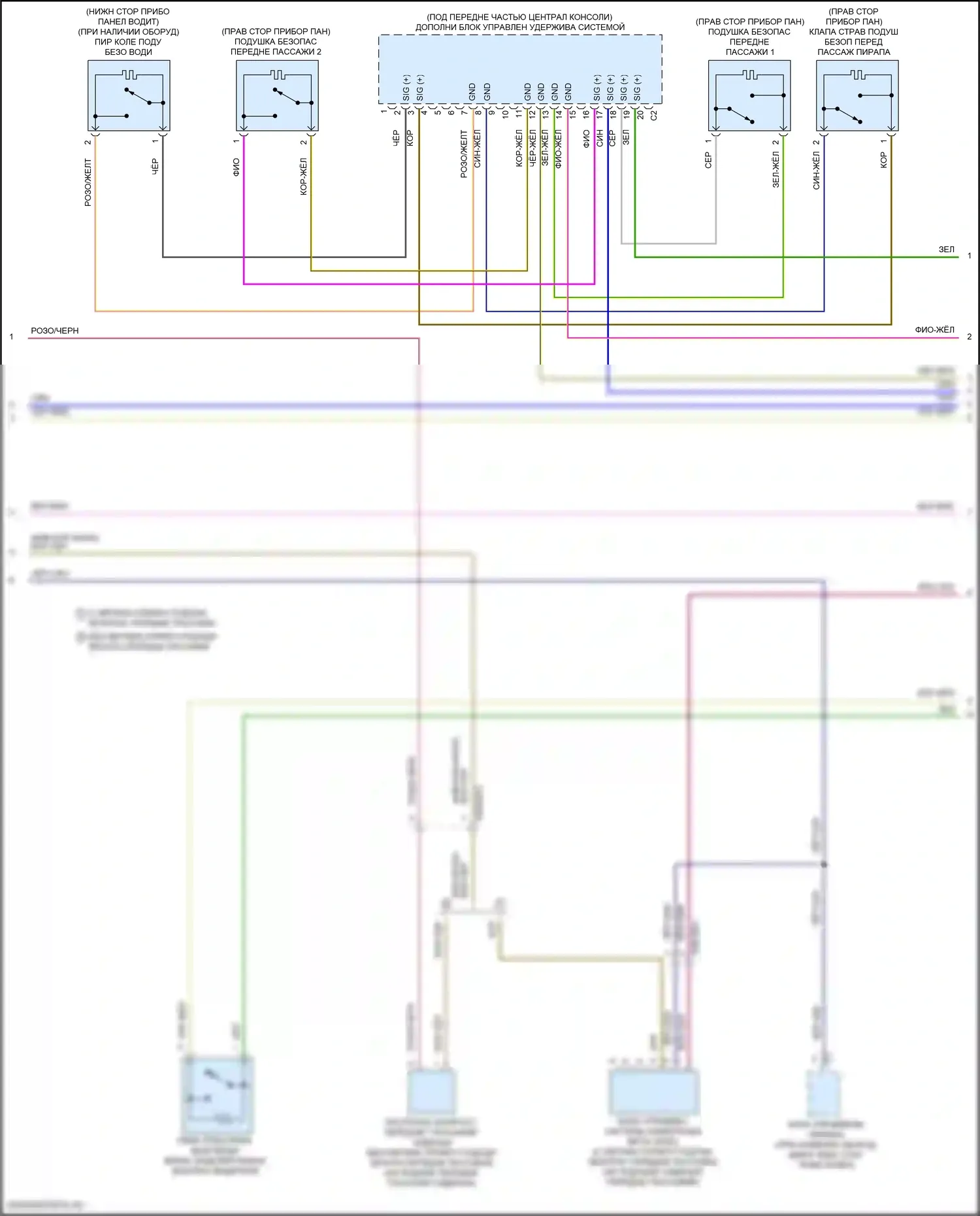GLA-класс Mercedes-Benz H247 (2019-2023): Электросхема подушек безопасности (2 из 4) 