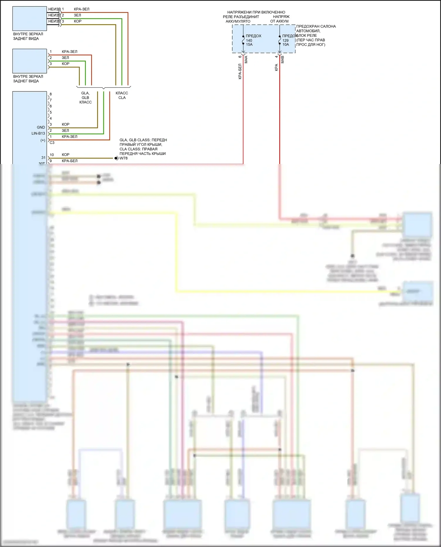 GLA-класс Mercedes-Benz H247 (2019-2023): Электросхема потолочного пульта 