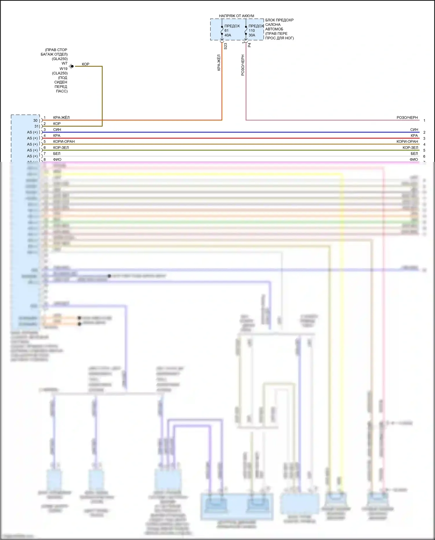 GLA-класс Mercedes-Benz X156 рестайлинг (2017-2020): Электросхема усилителя звука (1 из 3) 