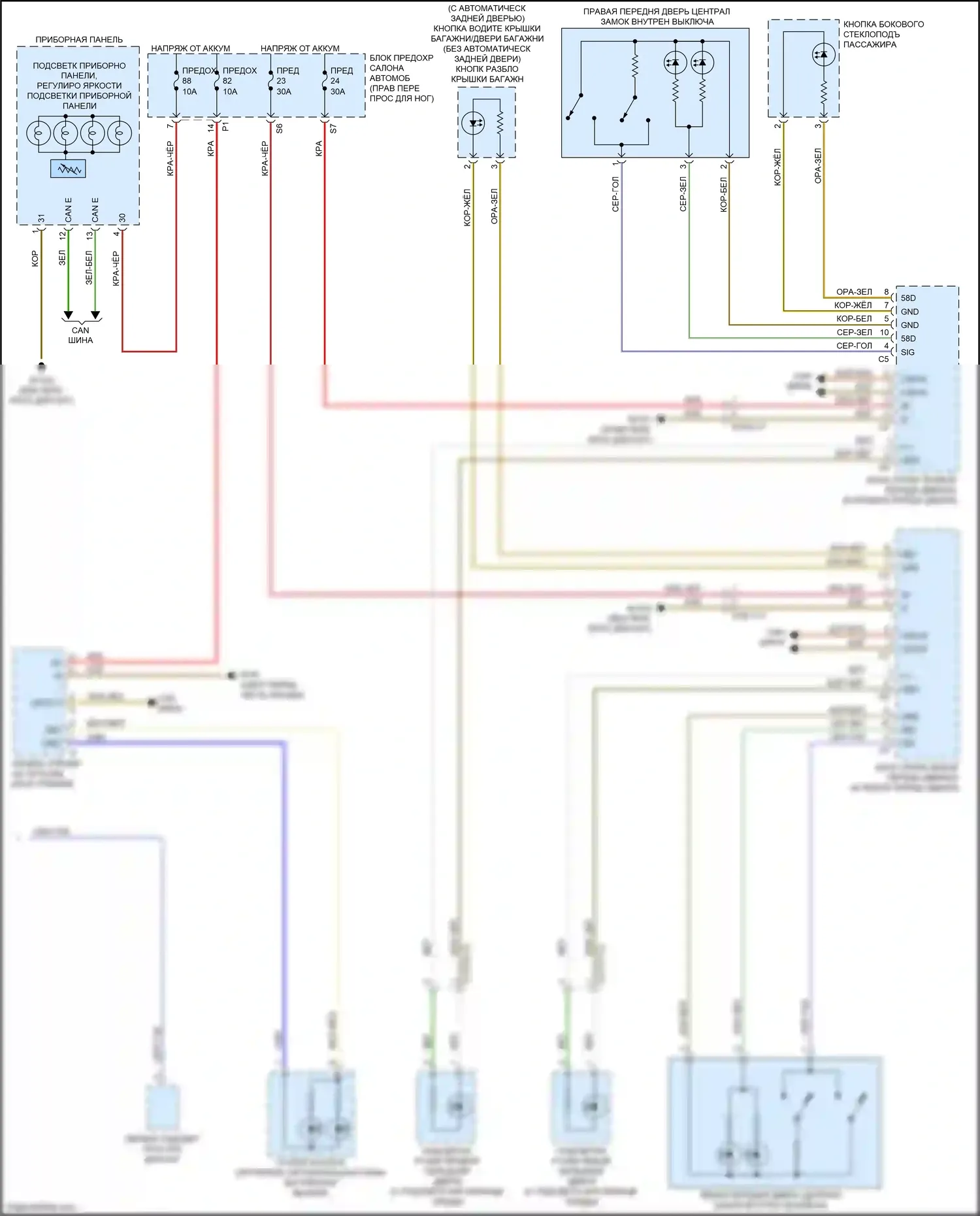 GLA-класс Mercedes-Benz X156 рестайлинг (2017-2020): Электросхема подсветки приборной панели (2 из 2) 