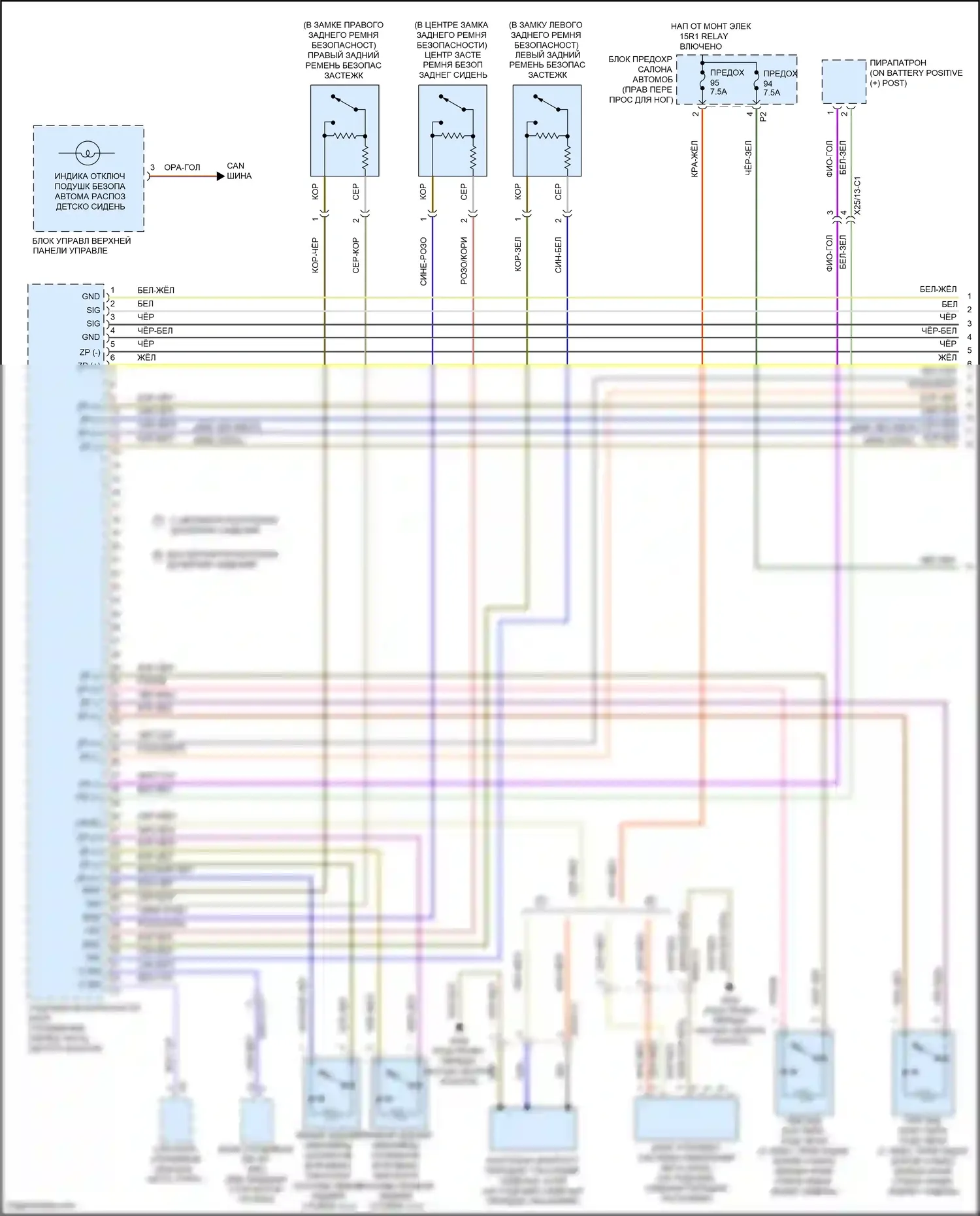 GLA-класс Mercedes-Benz X156 рестайлинг (2017-2020): Электросхема подушек безопасности (1 из 4) 